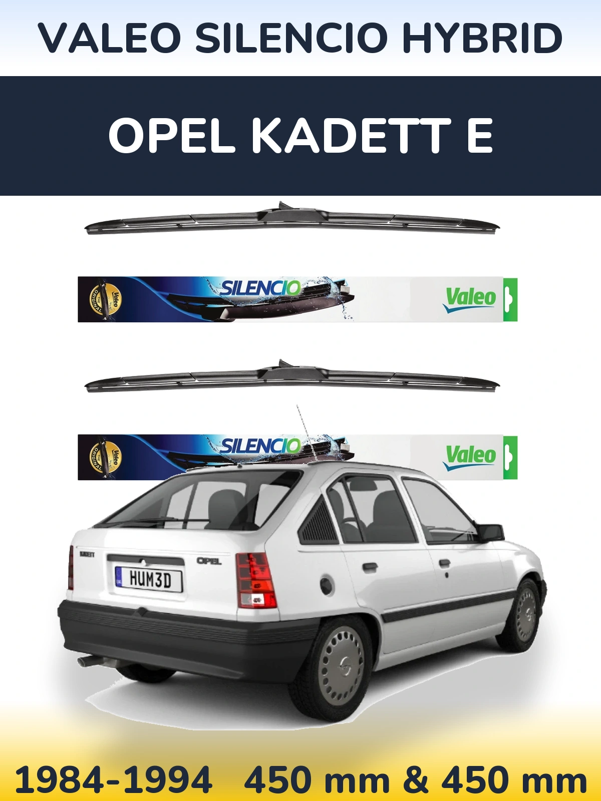 Комплект передних дворников Valeo Silencio Hybrid 450 & 450 мм для Opel Kadett E 1984-1994