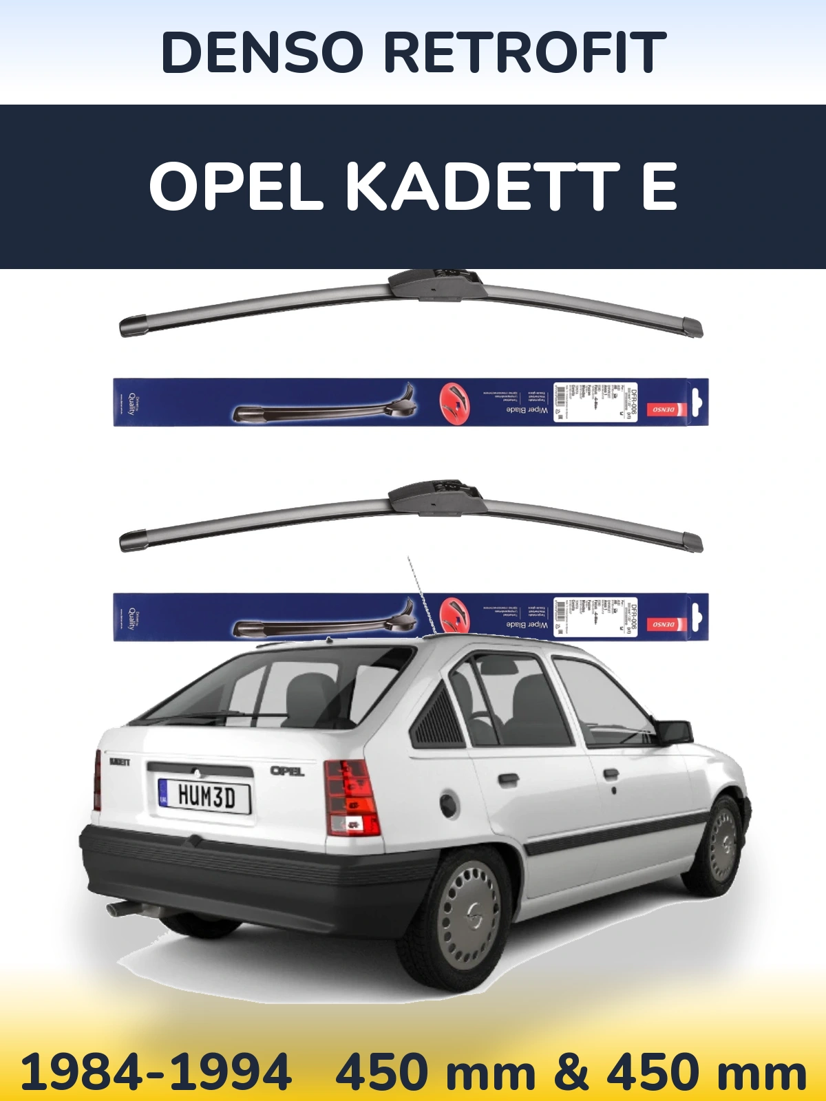 Комплект передних дворников Denso Retrofit 450 & 450 мм для Opel Kadett E 1984-1994