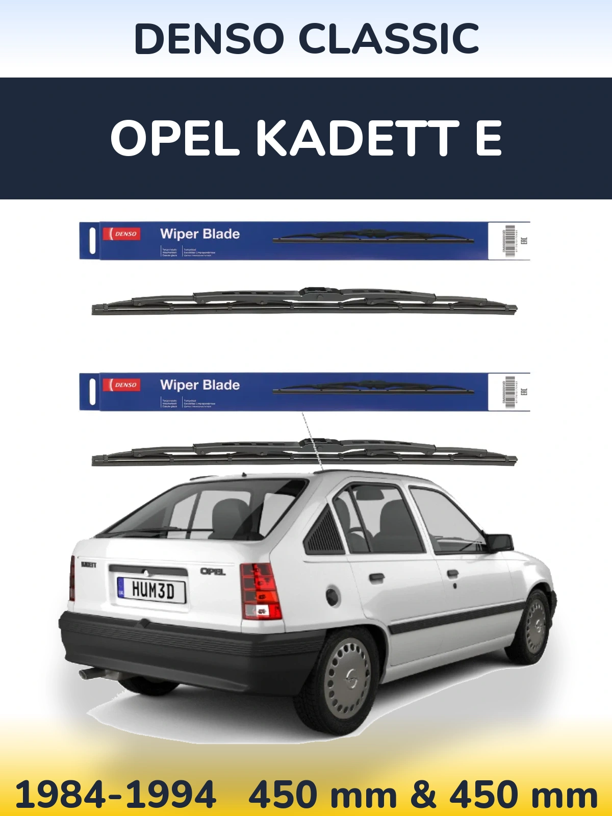 Комплект передних дворников Denso Classic 450 & 450 мм для Opel Kadett E 1984-1994