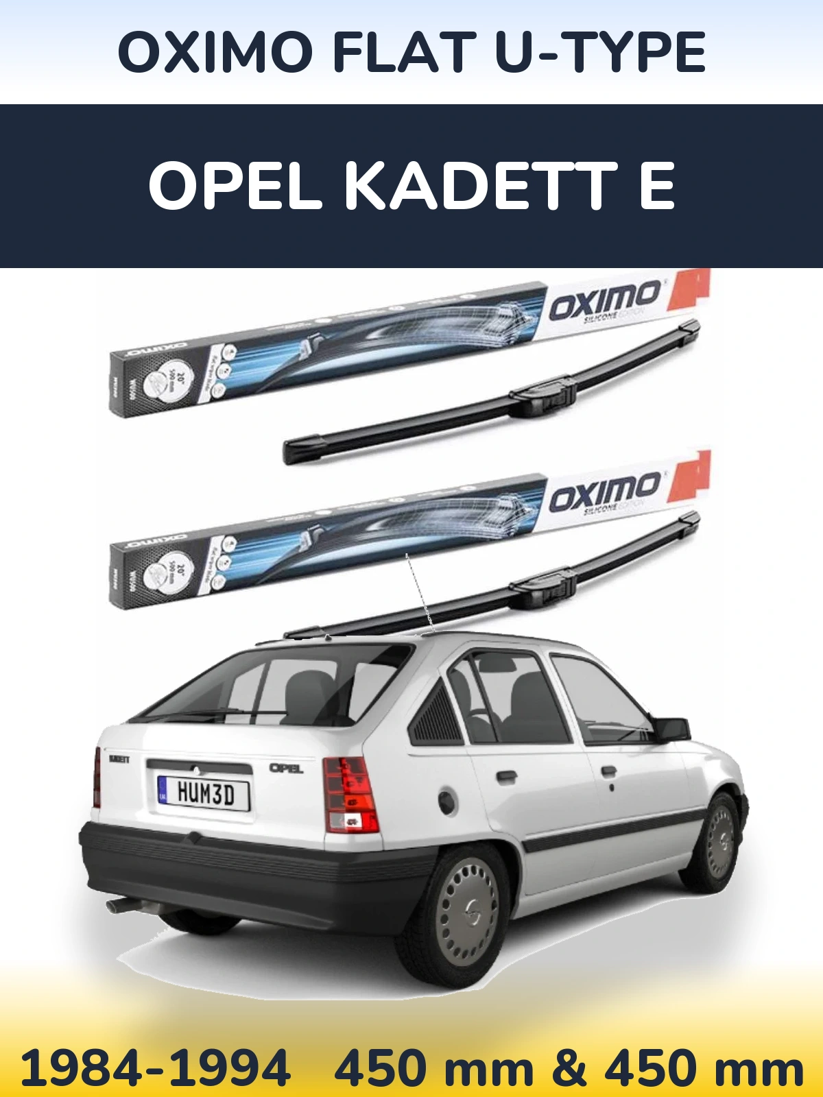 Комплект передних дворников Oximo Flat U-type 450 & 450 мм для Opel Kadett E 1984-1994