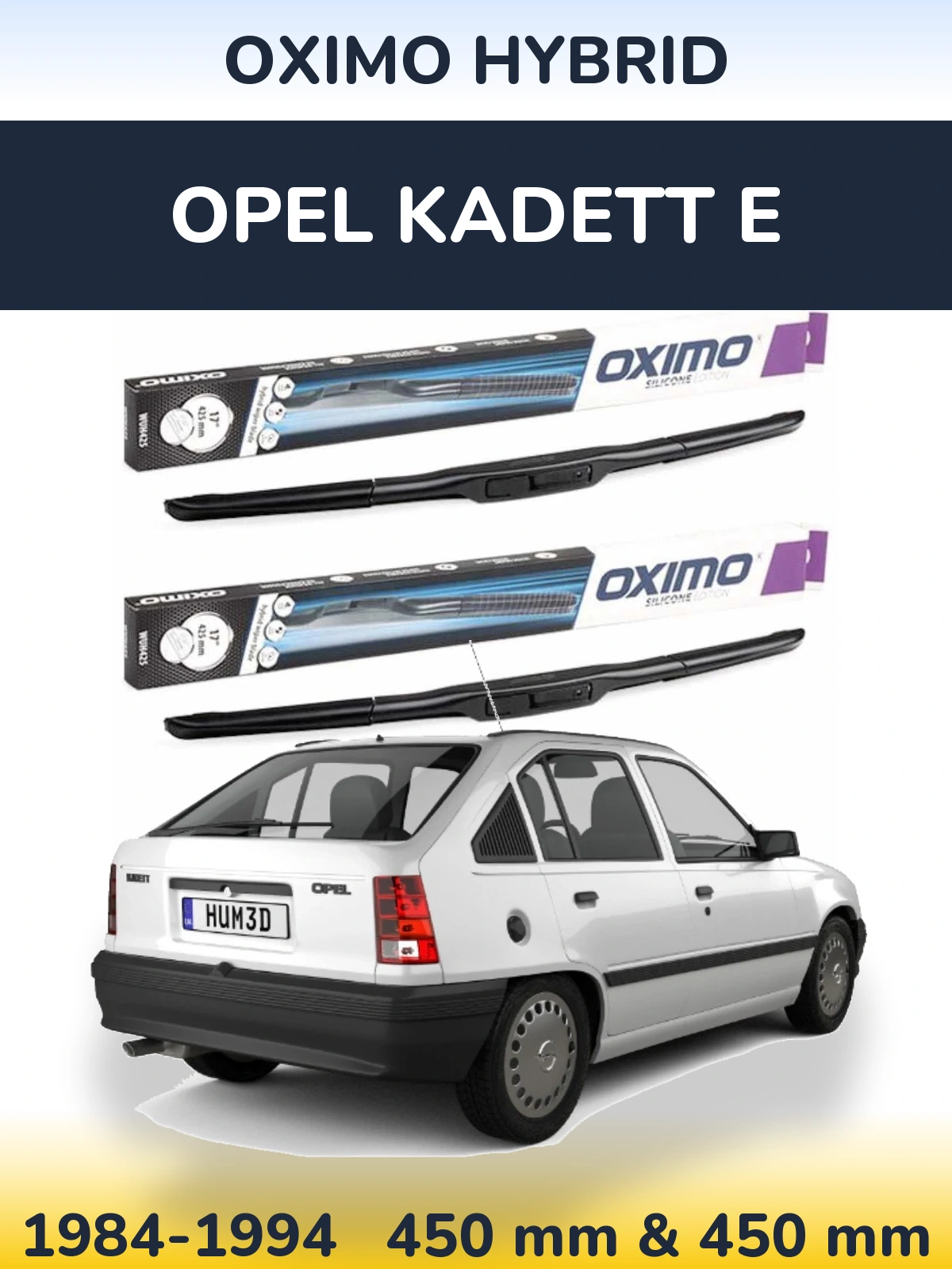 Комплект передних дворников Oximo Hybrid 450 & 450 мм для Opel Kadett E 1984-1994