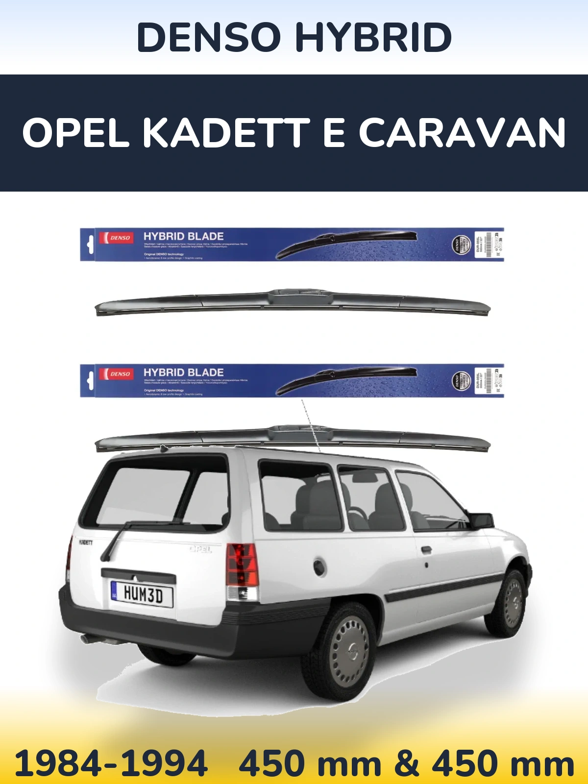 Комплект передних дворников Denso Hybrid 450 & 450 мм для Opel Kadett E Caravan 1984-1994
