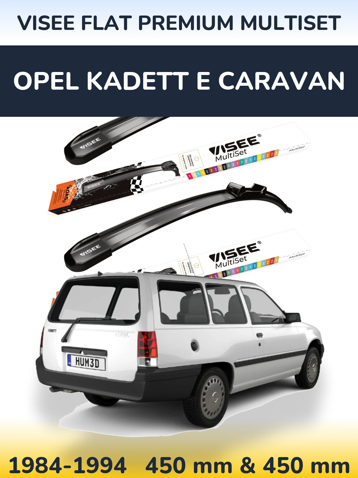 Front wiper blade set VISEE FLAT PREMIUM MultiSet 450 & 450 mm for Opel Kadett E Caravan 1984-1994