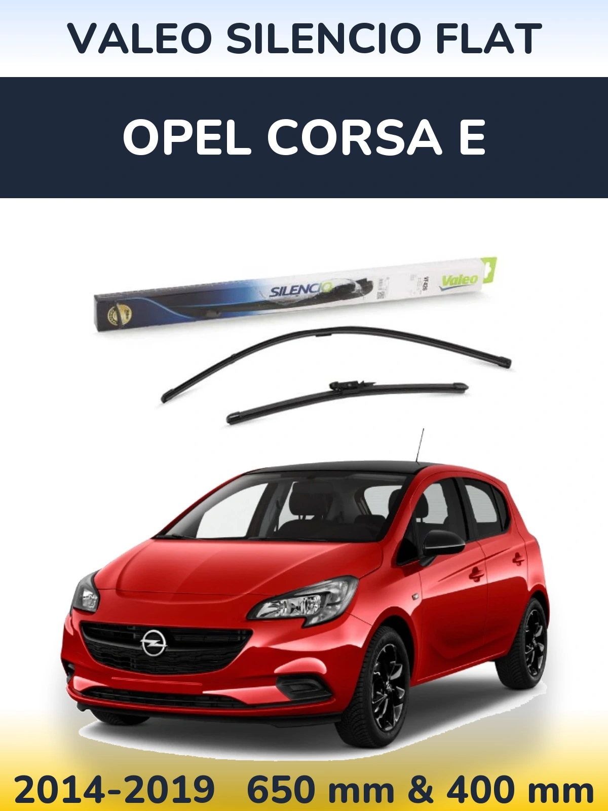 Komplet przednich wycieraczek Valeo Silencio Flat 650 & 400 mm do Opel Corsa E 2014-2019
