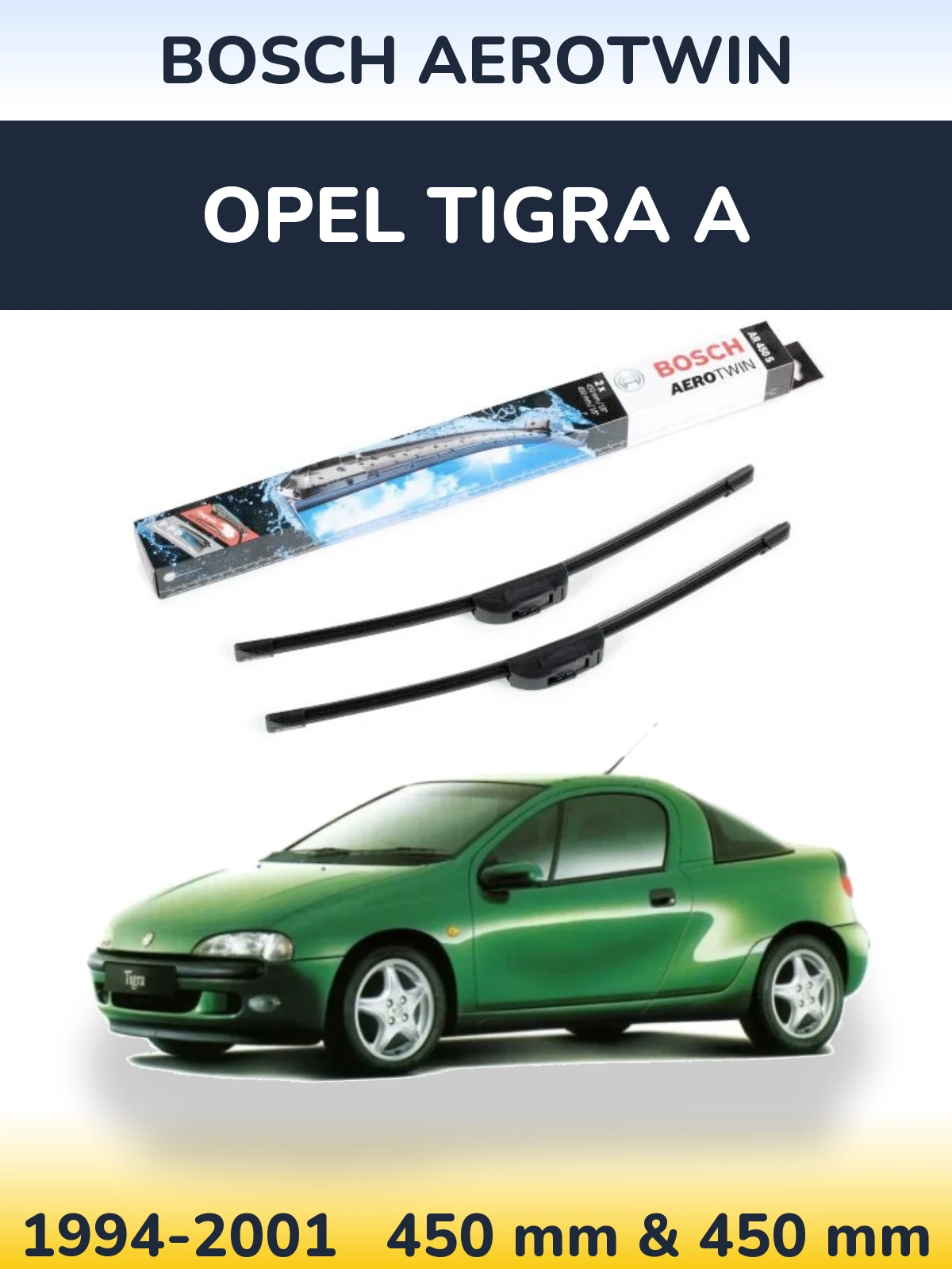 Комплект передних дворников BOSCH AeroTwin 450 & 450 мм для Opel Tigra A 1994-2001