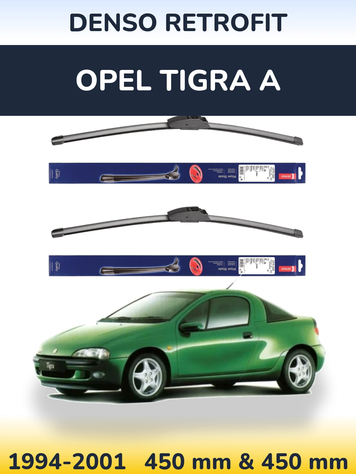 Комплект передних дворников Denso Retrofit 450 & 450 мм для Opel Tigra A 1994-2001