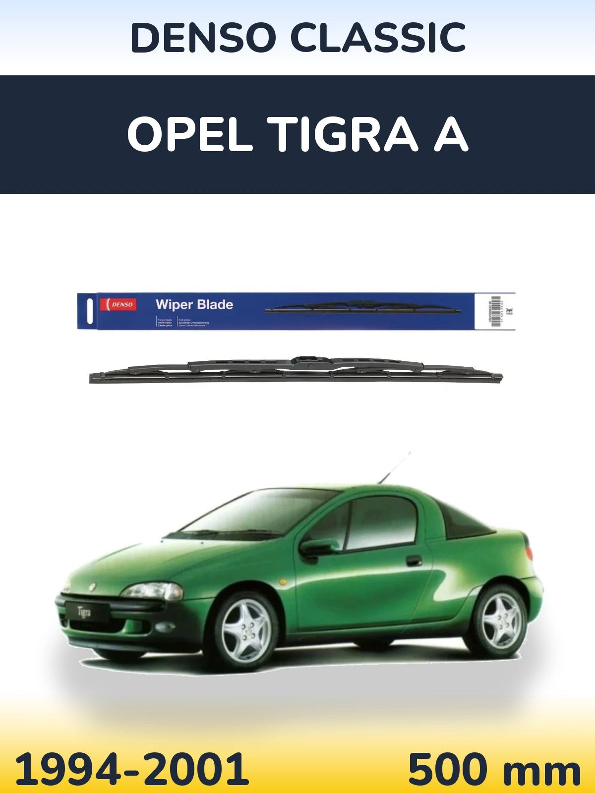 Rear wiper blade Denso Classic 500 mm for Opel Tigra A 1994-2001