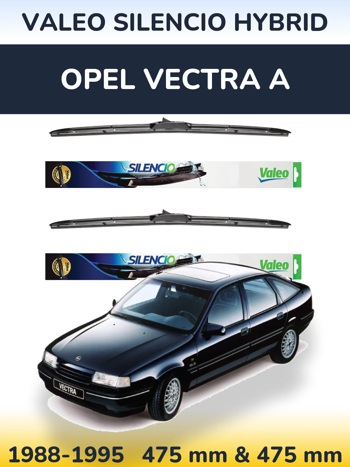 Комплект передних дворников Valeo Silencio Hybrid 475 & 475 мм для Opel Vectra A 1988-1995