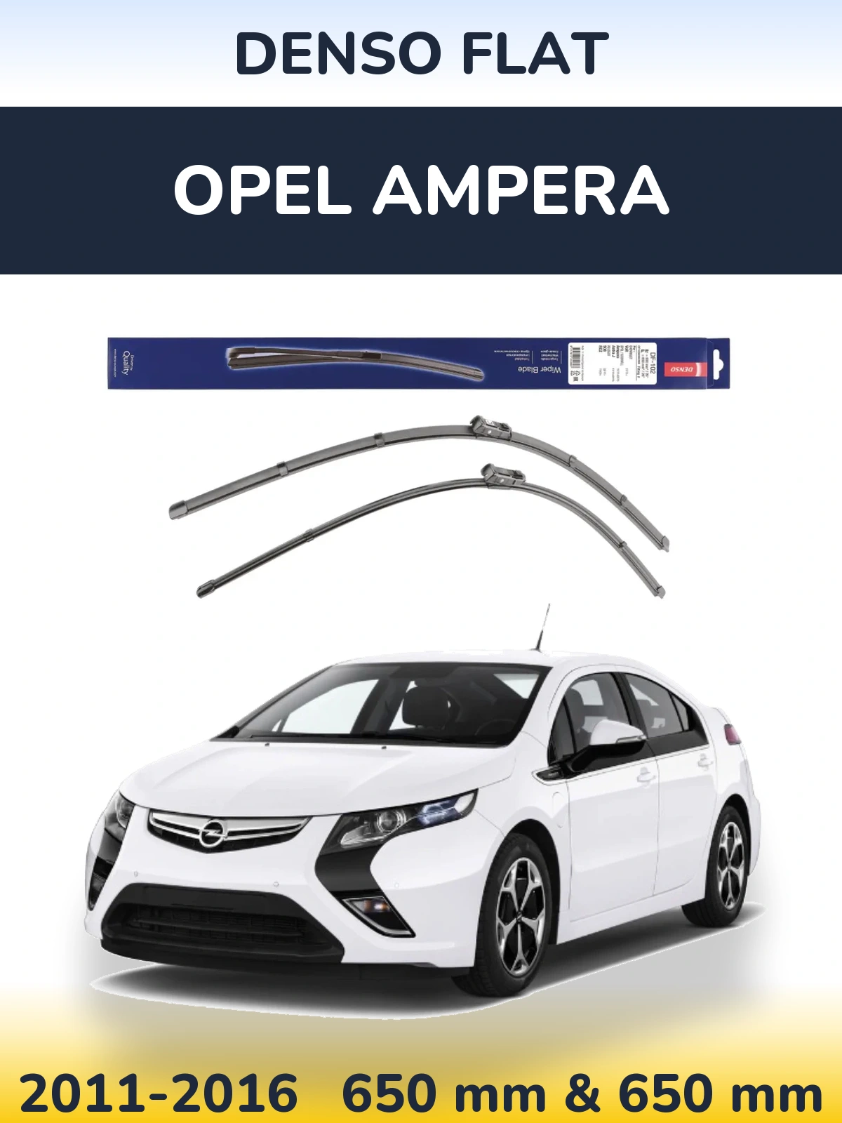 Komplet przednich wycieraczek Denso Flat 650 & 650 mm do Opel Ampera 2011-2016