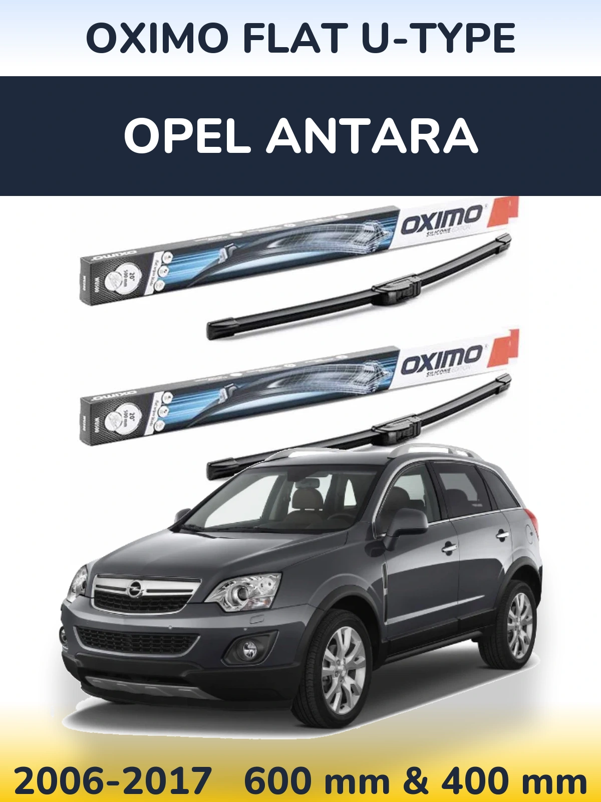 Комплект передних дворников Oximo Flat U-type 600 & 400 мм для Opel Antara 2006-2017