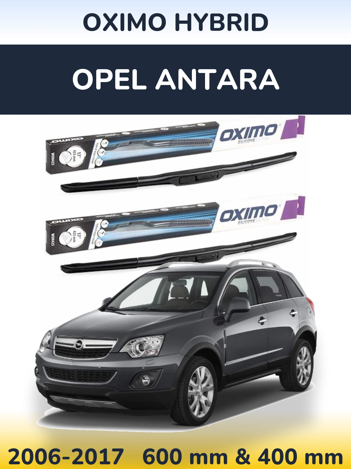 Комплект передних дворников Oximo Hybrid 600 & 400 мм для Opel Antara 2006-2017