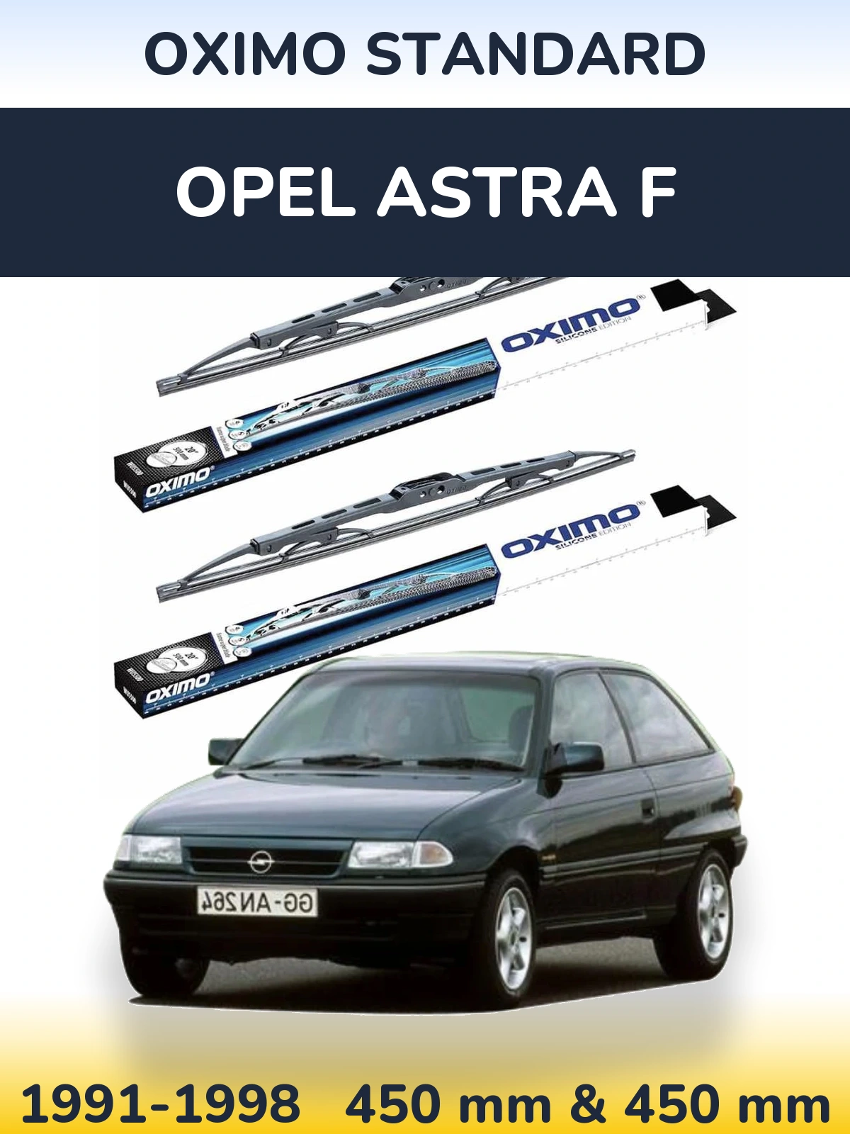 Комплект передних дворников Oximo Standard 450 & 450 мм для Opel Astra F 1991-1998