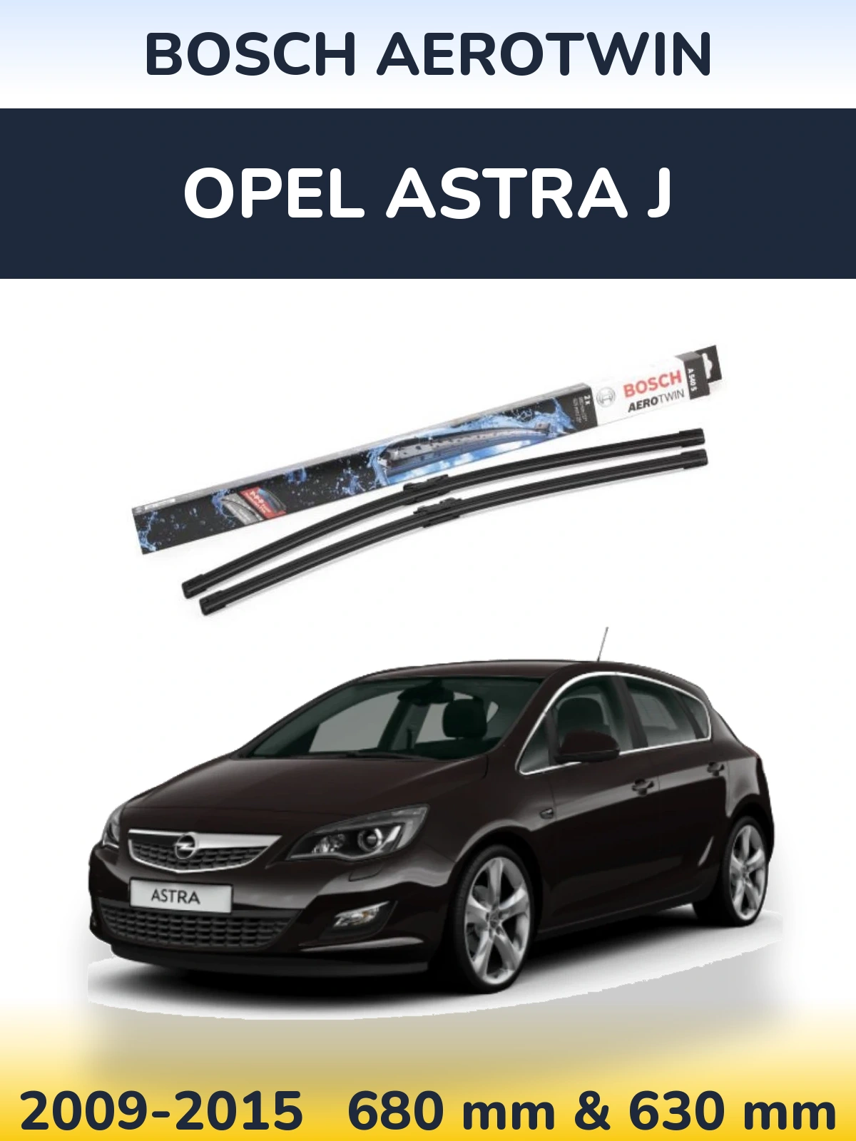 Komplet przednich wycieraczek BOSCH AeroTwin 675 & 625 mm do Opel Astra J 2009-2015