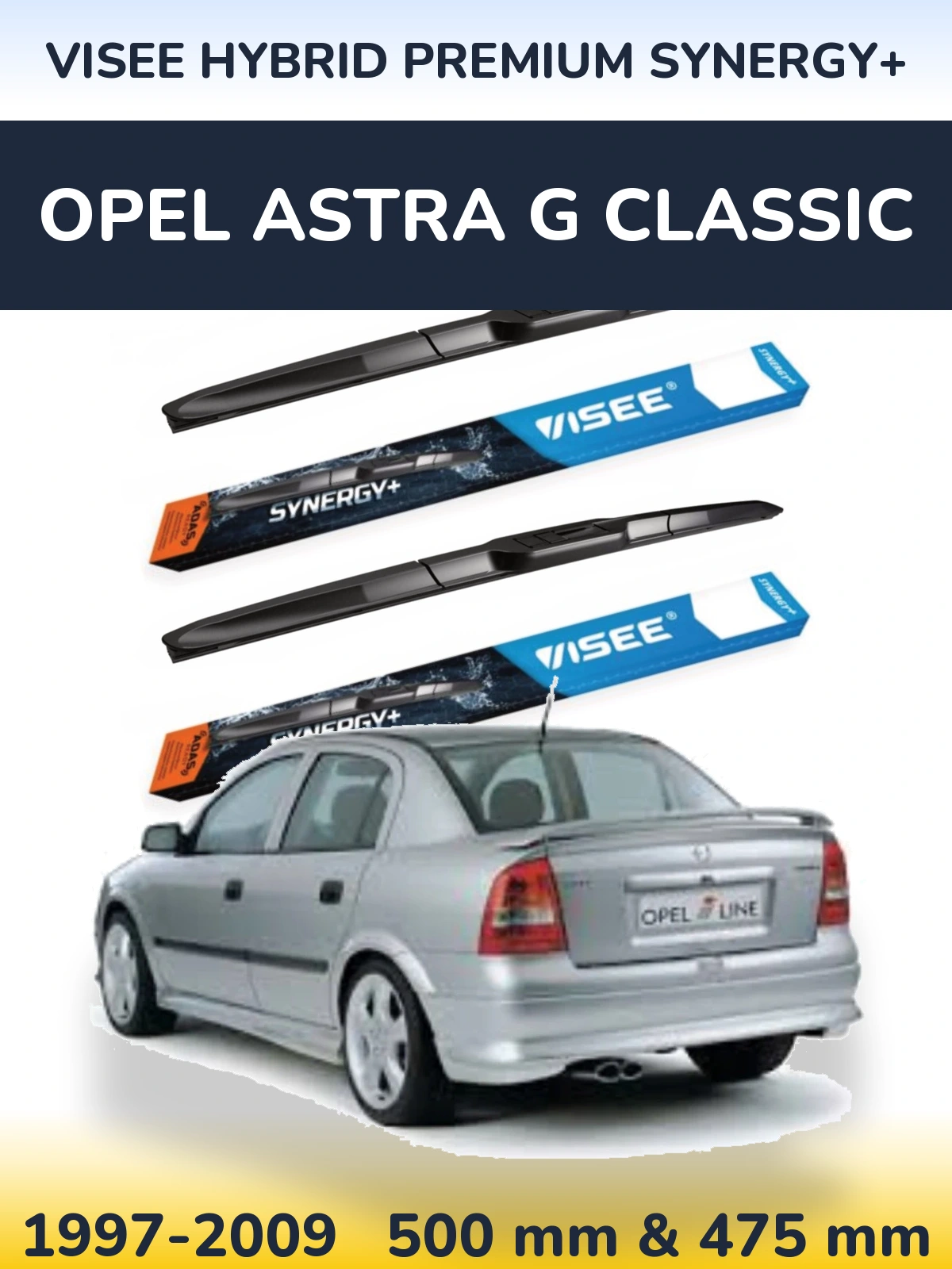 Komplet przednich wycieraczek VISEE HYBRID PREMIUM SYNERGY+ 500 & 475 mm do Opel Astra G Classic 1997-2009