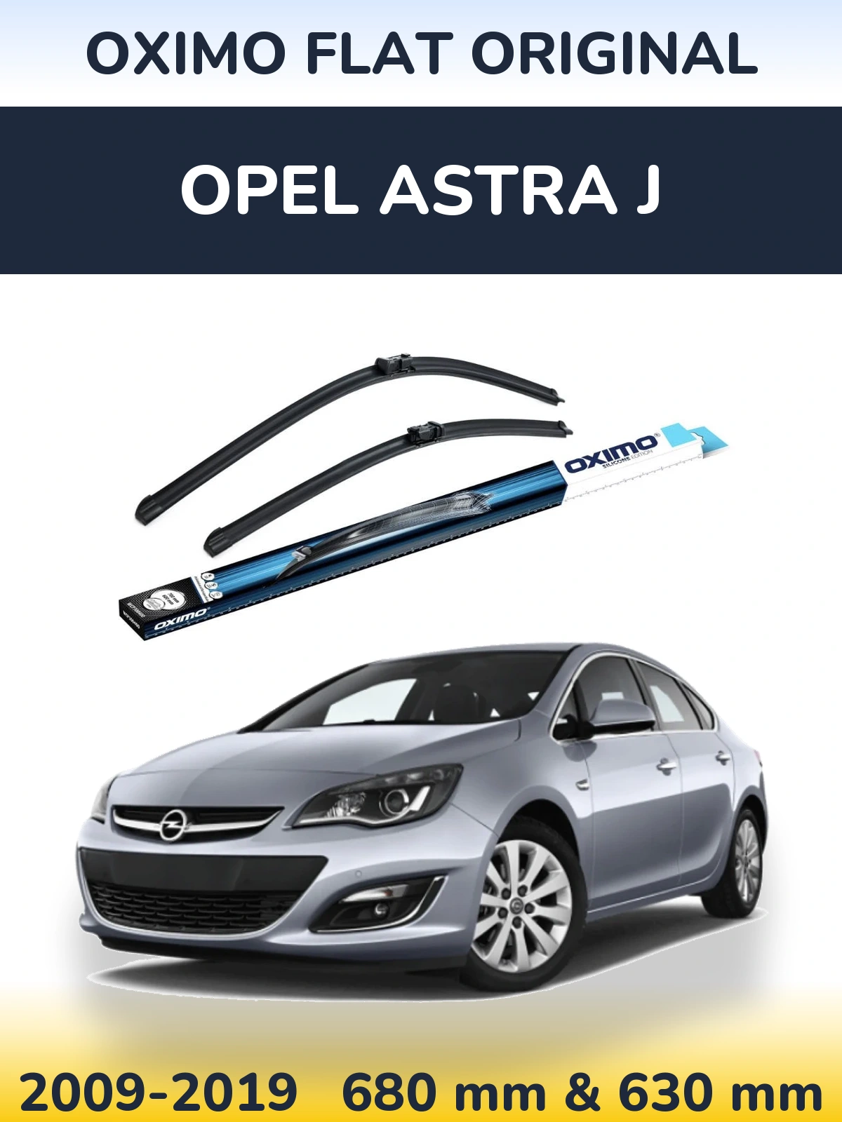 Front wiper blade set Oximo Flat Original 680 & 630 mm for Opel Astra J 2009-2019