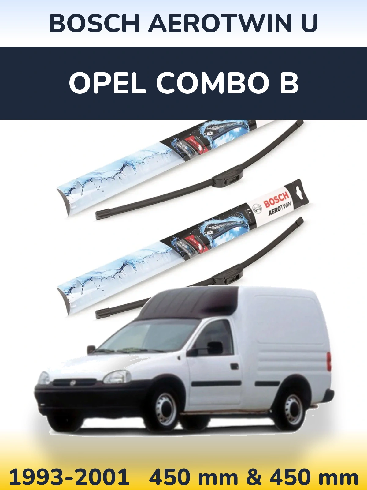 Komplet przednich wycieraczek BOSCH AeroTwin U 450 & 450 mm do Opel Combo B 1993-2001