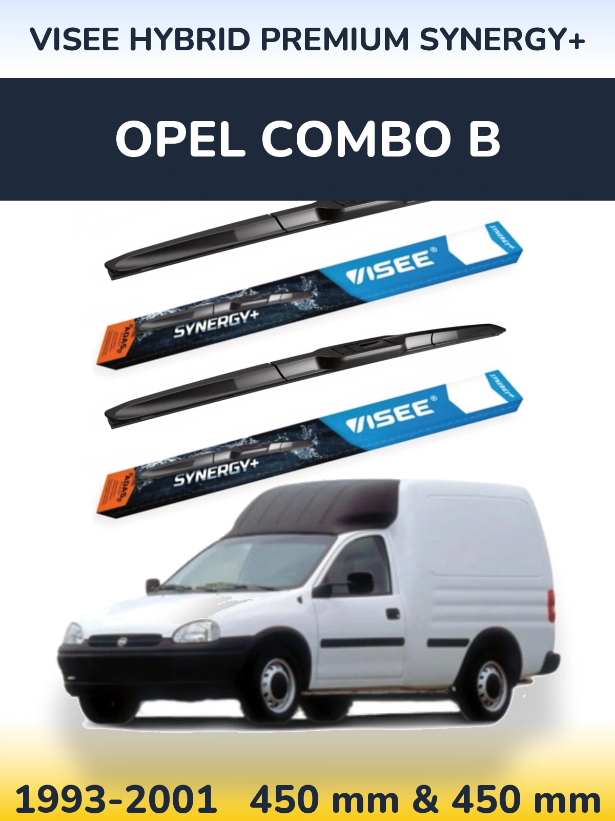 Komplet przednich wycieraczek VISEE HYBRID PREMIUM SYNERGY+ 450 & 450 mm do Opel Combo B 1993-2001