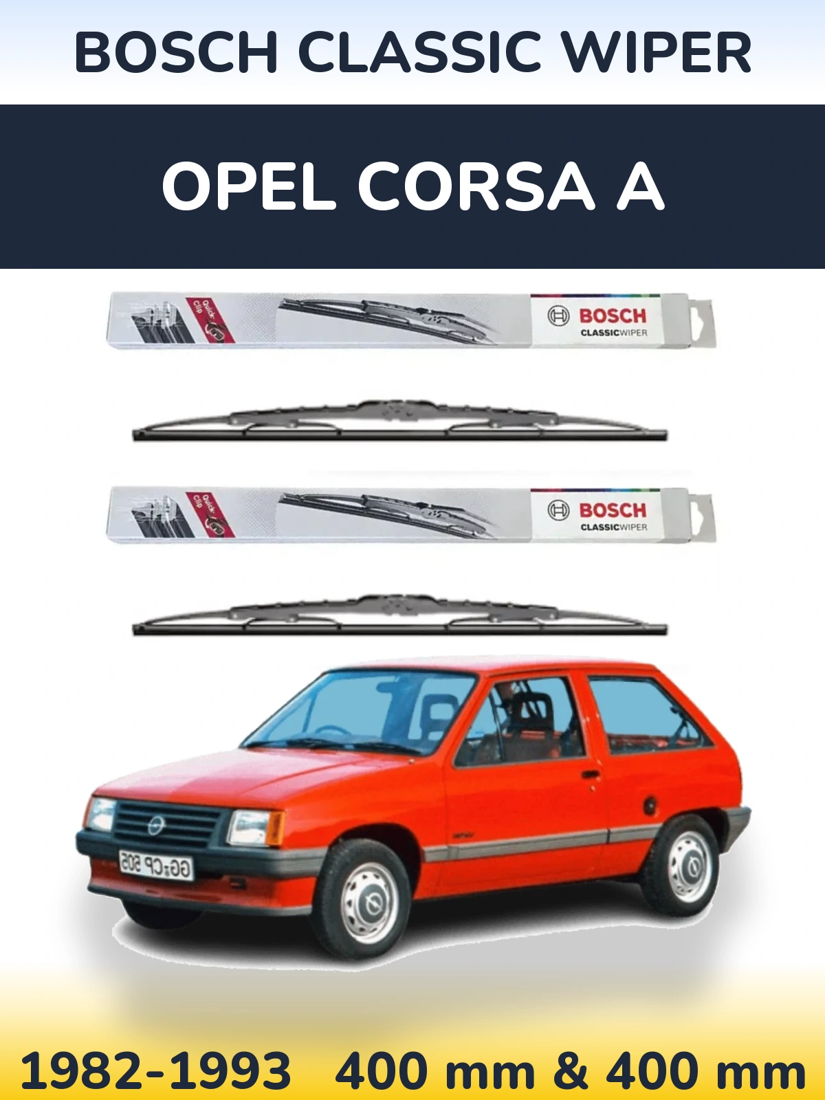 Komplet przednich wycieraczek BOSCH Classic Wiper 400 & 400 mm do Opel Corsa A 1982-1993