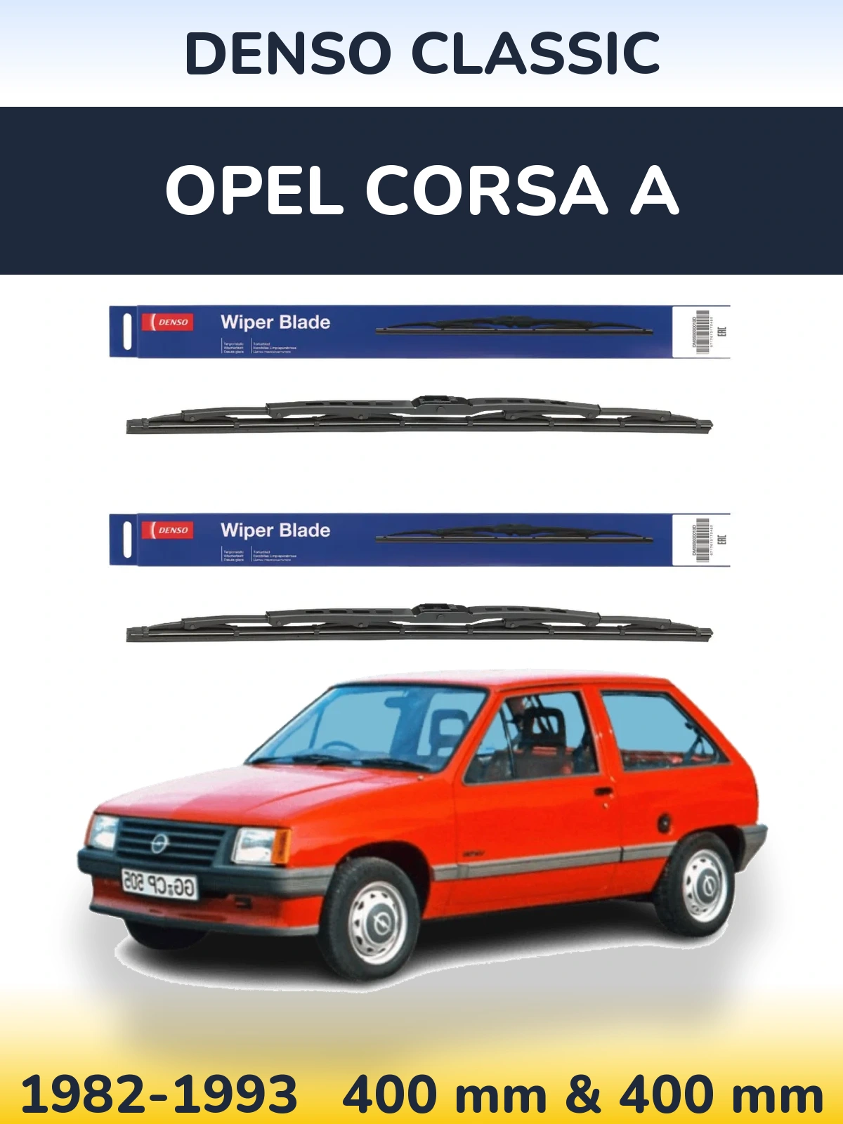 Komplet przednich wycieraczek Denso Classic 400 & 400 mm do Opel Corsa A 1982-1993