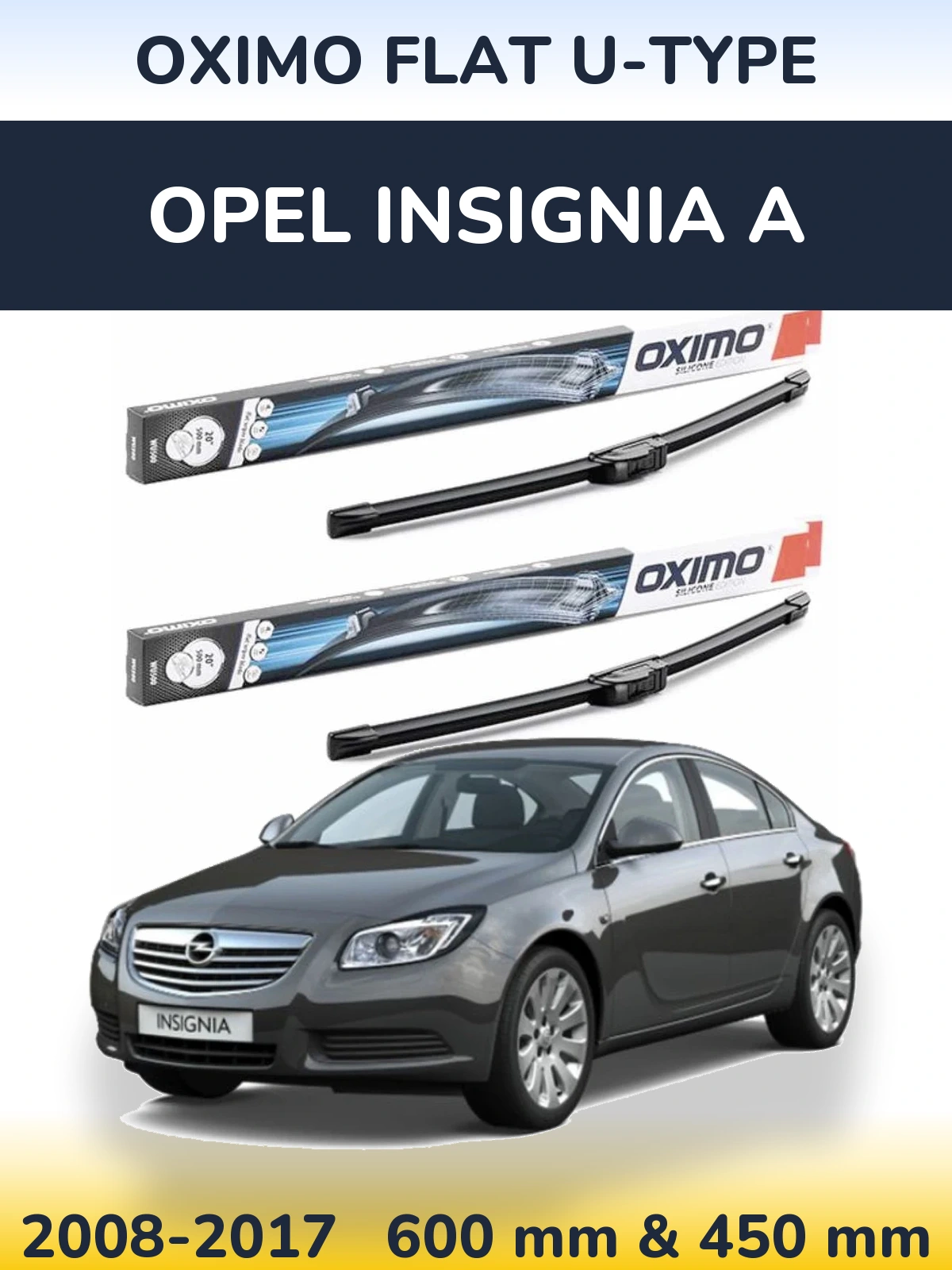Komplet przednich wycieraczek Oximo Flat U-type 600 & 450 mm do Opel Insignia A 2008-2017