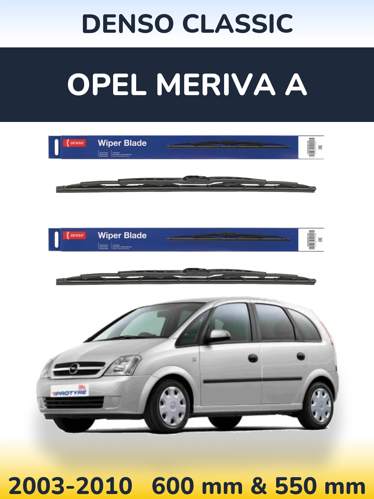 Komplet przednich wycieraczek Denso Classic 600 & 550 mm do Opel Meriva A 2003-2010