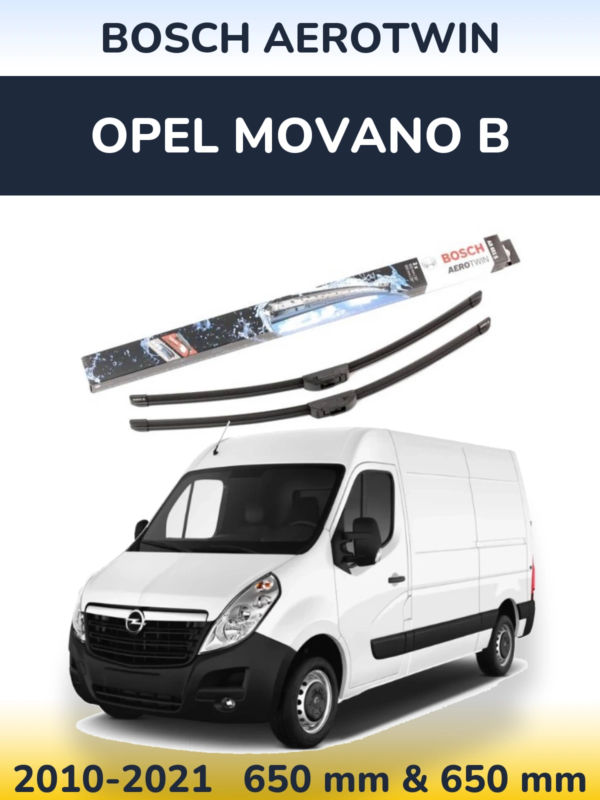 Komplet przednich wycieraczek BOSCH AeroTwin 650 & 650 mm do Opel Movano B 2010-2021