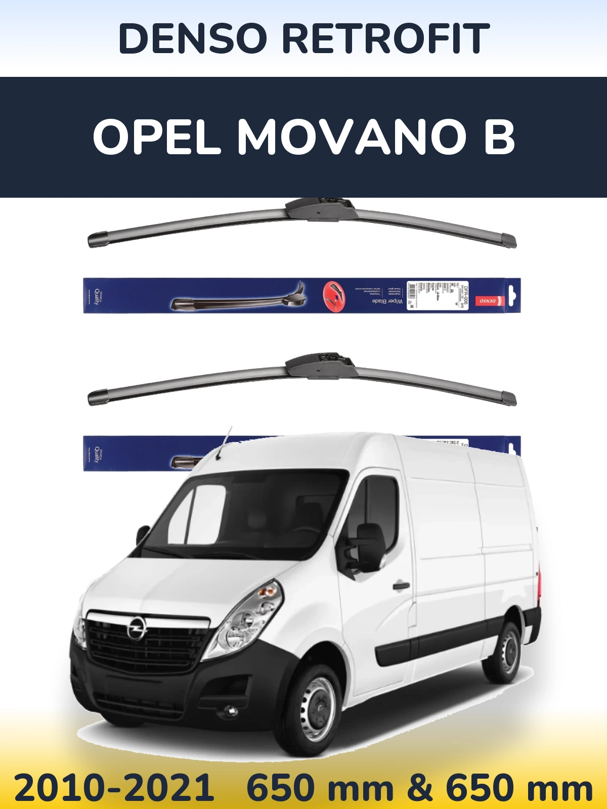 Комплект передних дворников Denso Retrofit 650 & 650 мм для Opel Movano B 2010-2021