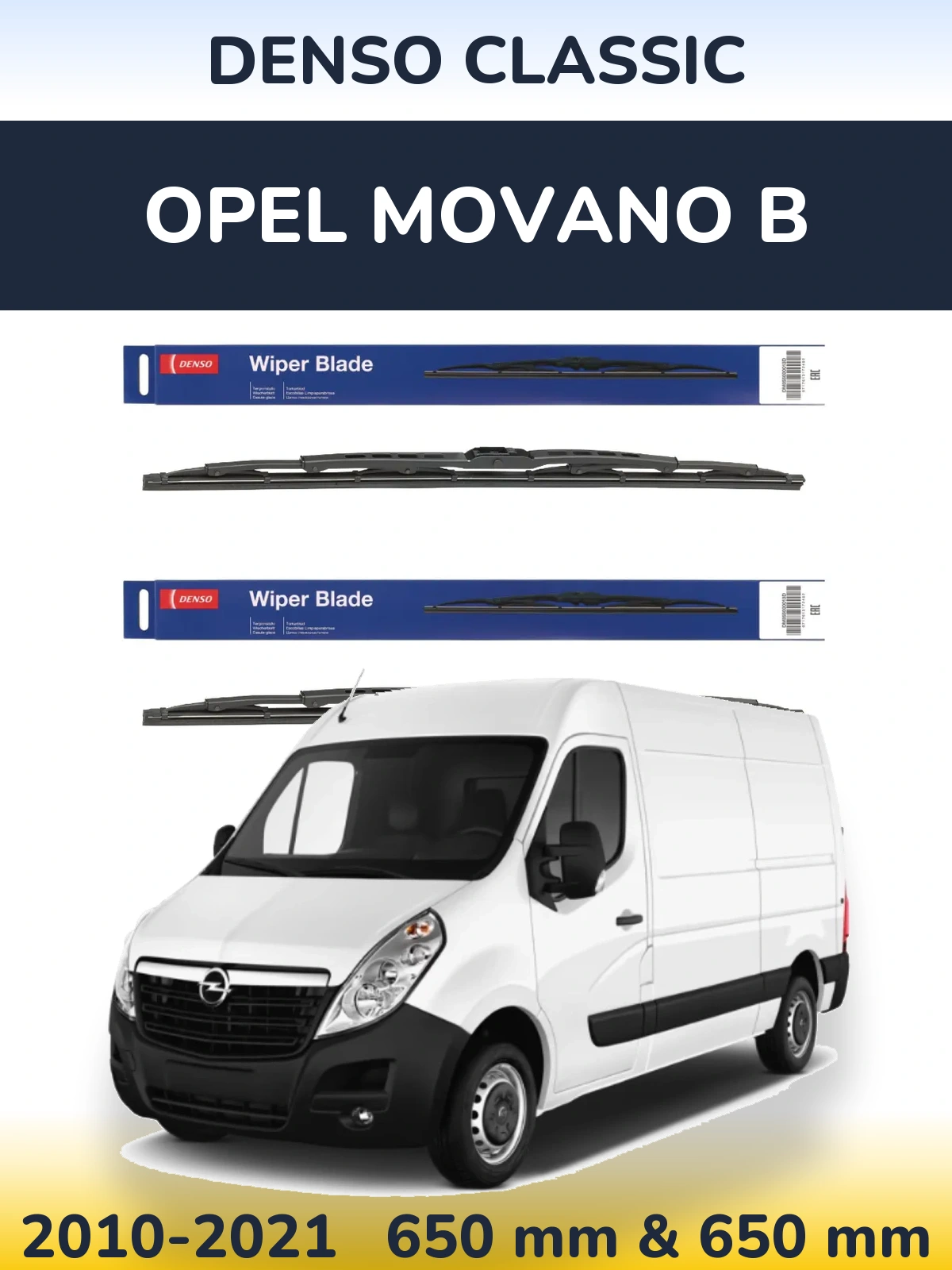 Komplet przednich wycieraczek Denso Classic 650 & 650 mm do Opel Movano B 2010-2021
