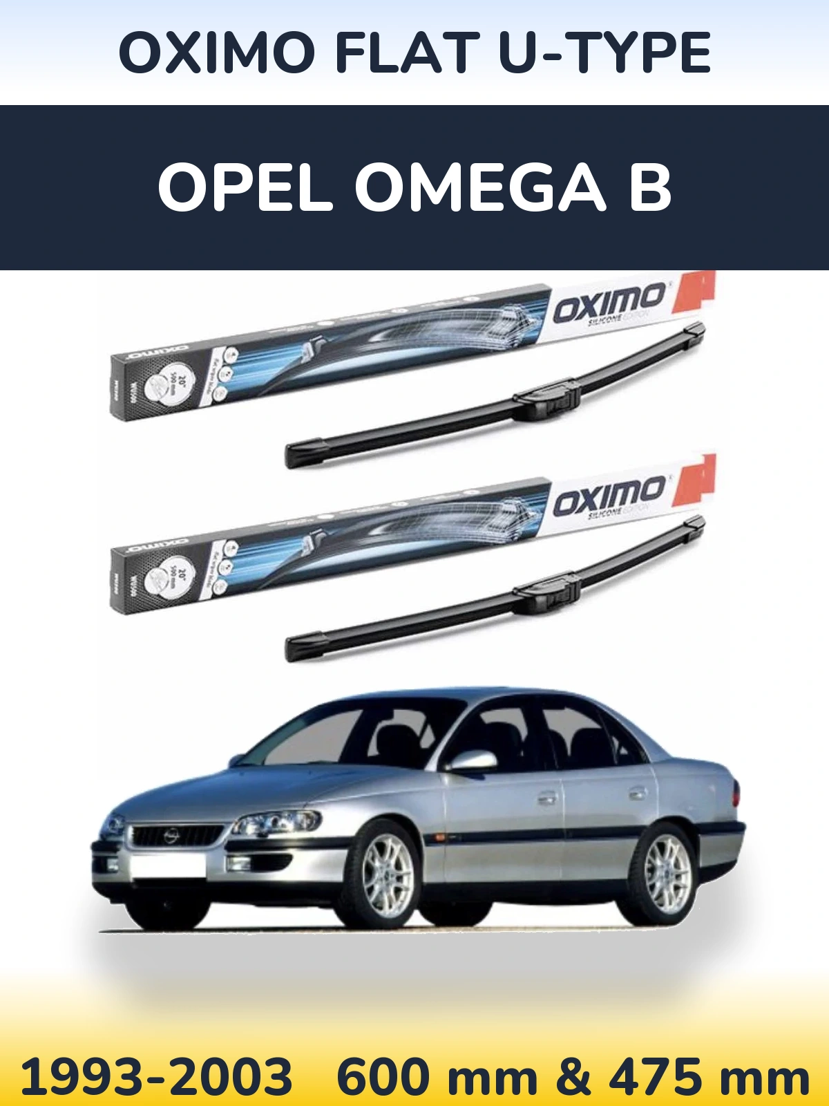 Komplet przednich wycieraczek Oximo Flat U-type 600 & 475 mm do Opel Omega B 1993-2003