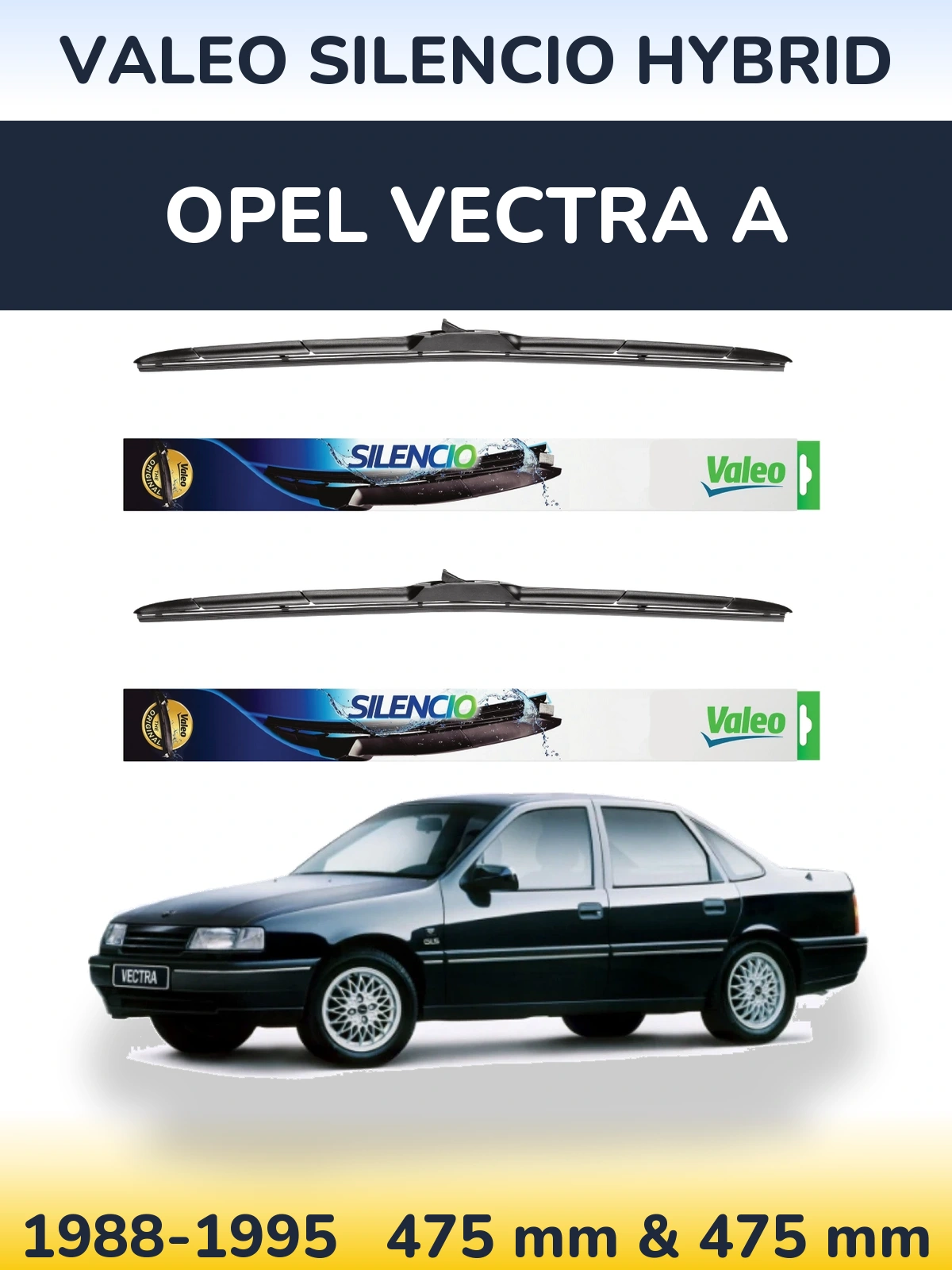 Комплект передних дворников Valeo Silencio Hybrid 475 & 475 мм для Opel Vectra A 1988-1995