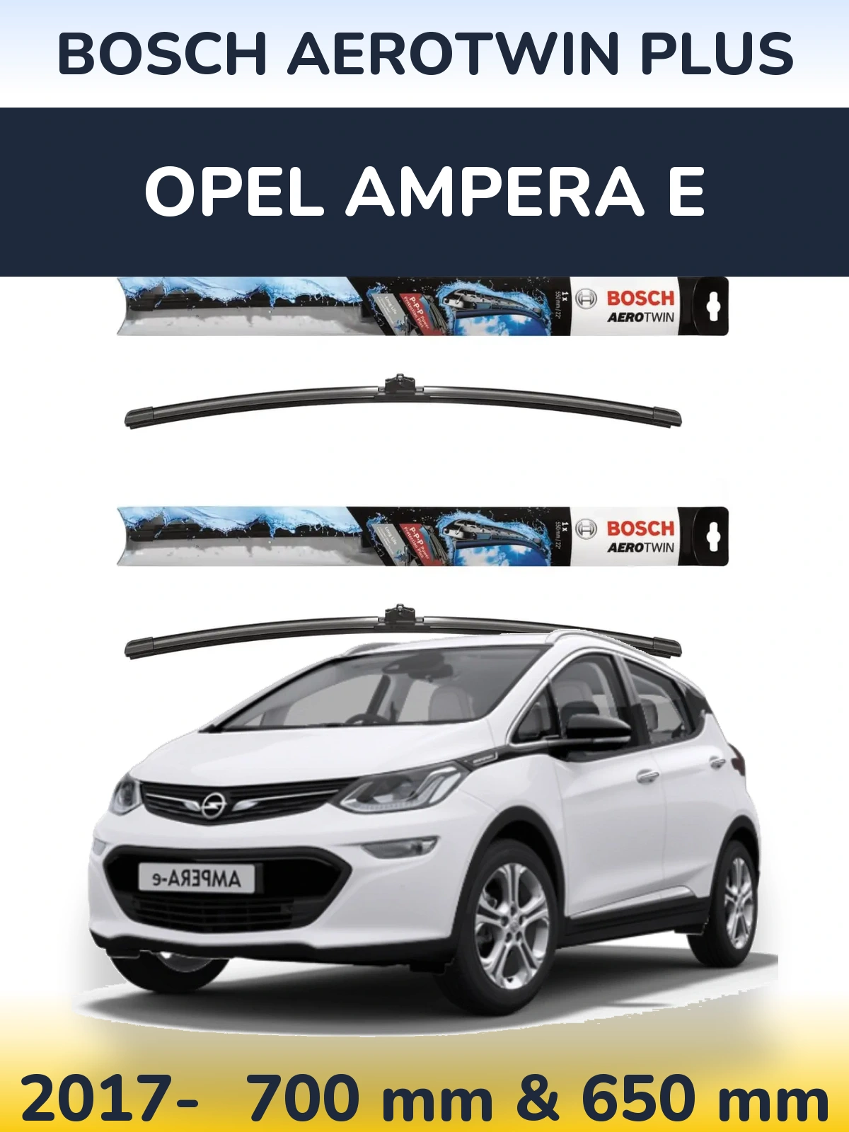 Комплект передних дворников BOSCH AeroTwin Plus 700 & 650 мм для Opel Ampera E 2017-2026