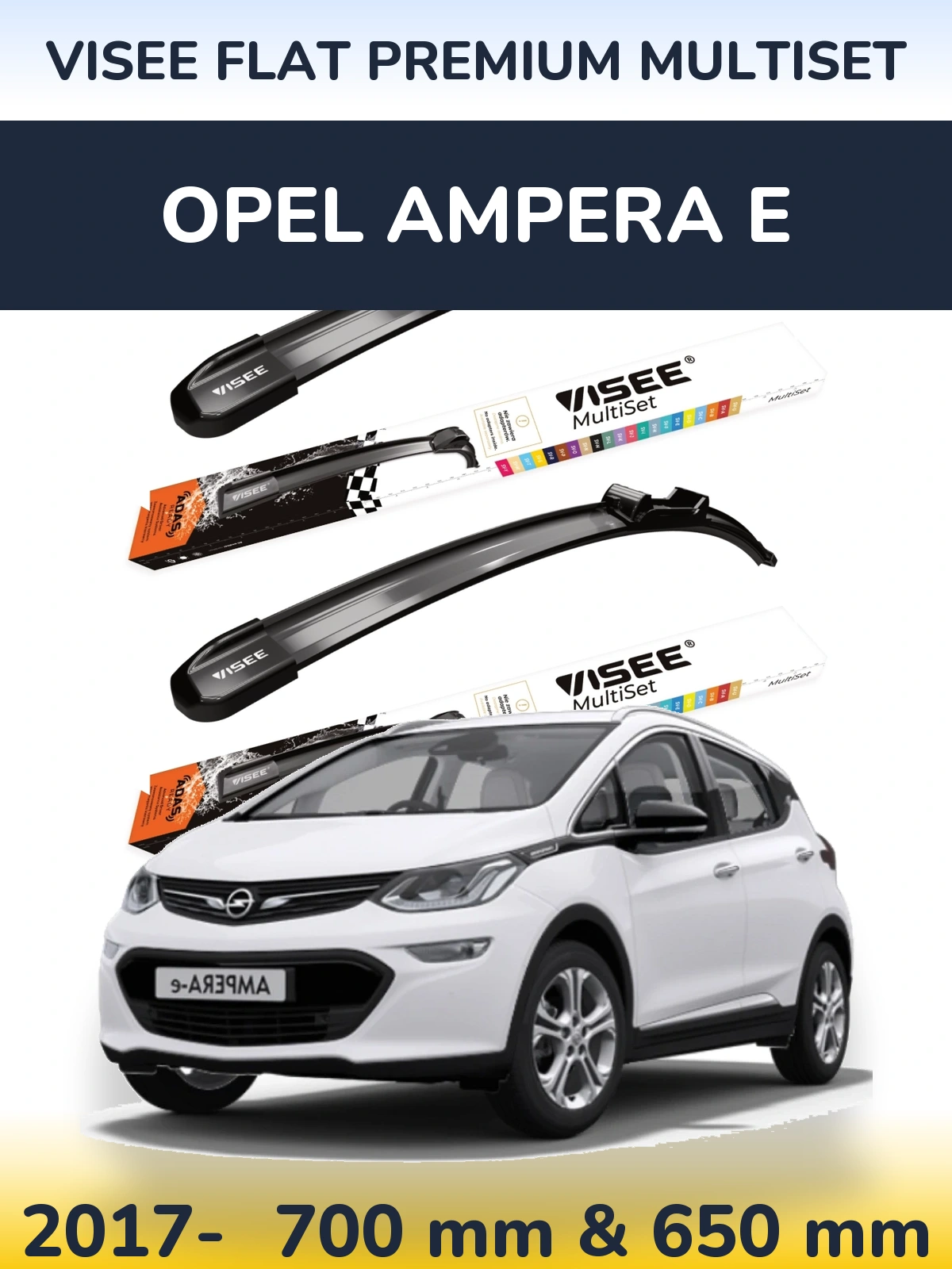 Комплект передних дворников VISEE FLAT PREMIUM MultiSet 700 & 650 мм для Opel Ampera E 2017-2026