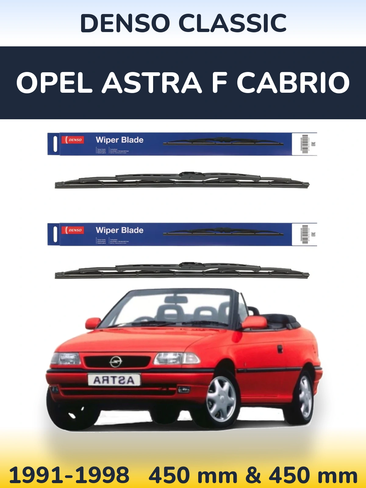 Komplet przednich wycieraczek Denso Classic 450 & 450 mm do Opel Astra F cabrio 1991-1998