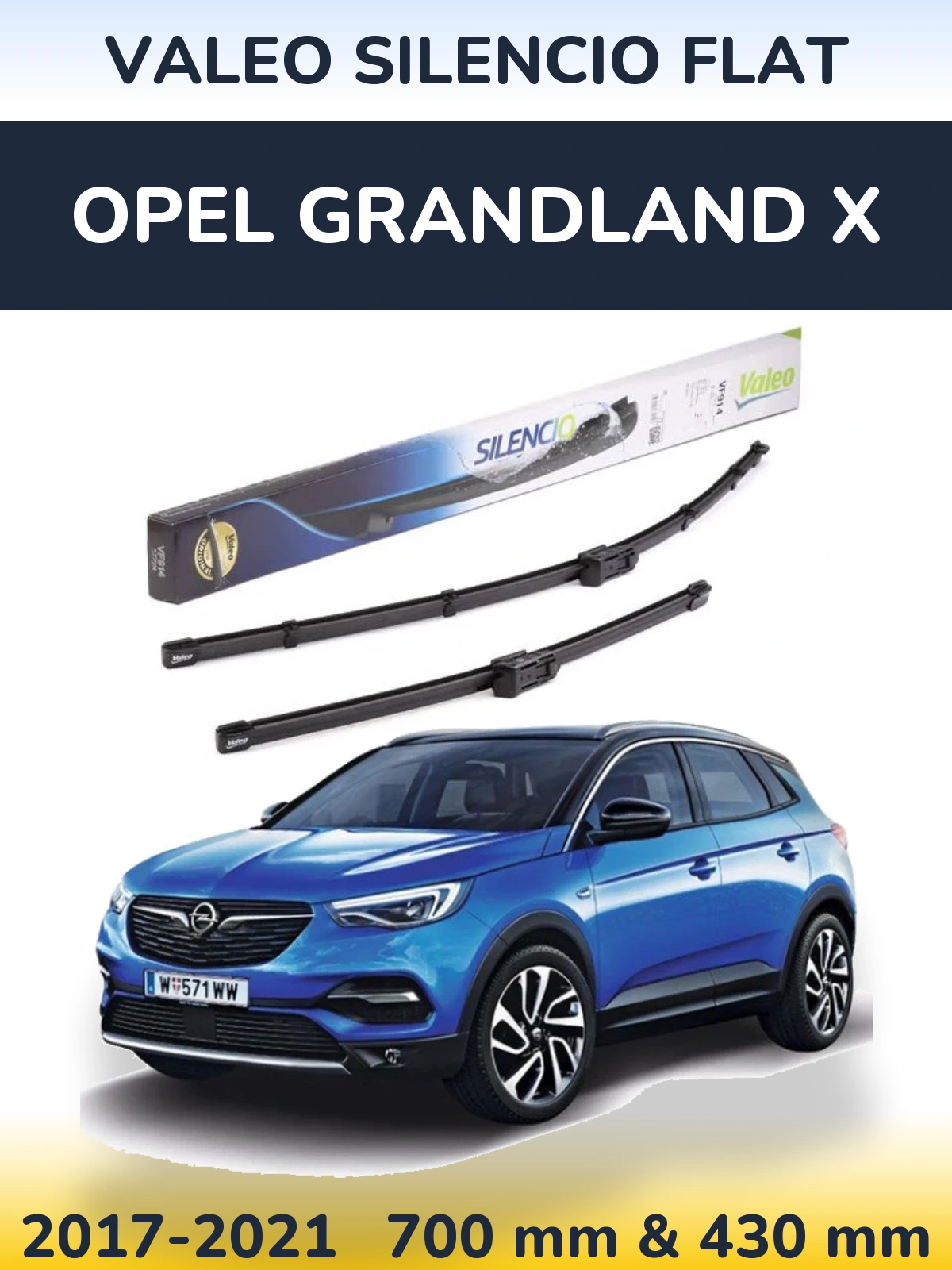 Комплект передних дворников Valeo Silencio Flat 680 & 430 мм для Opel Grandland X 2017-2021