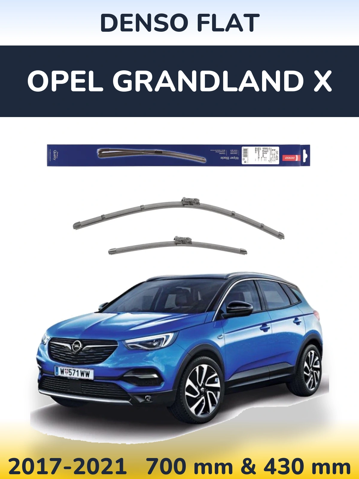 Комплект передних дворников Denso Flat 680 & 430 мм для Opel Grandland X 2017-2021