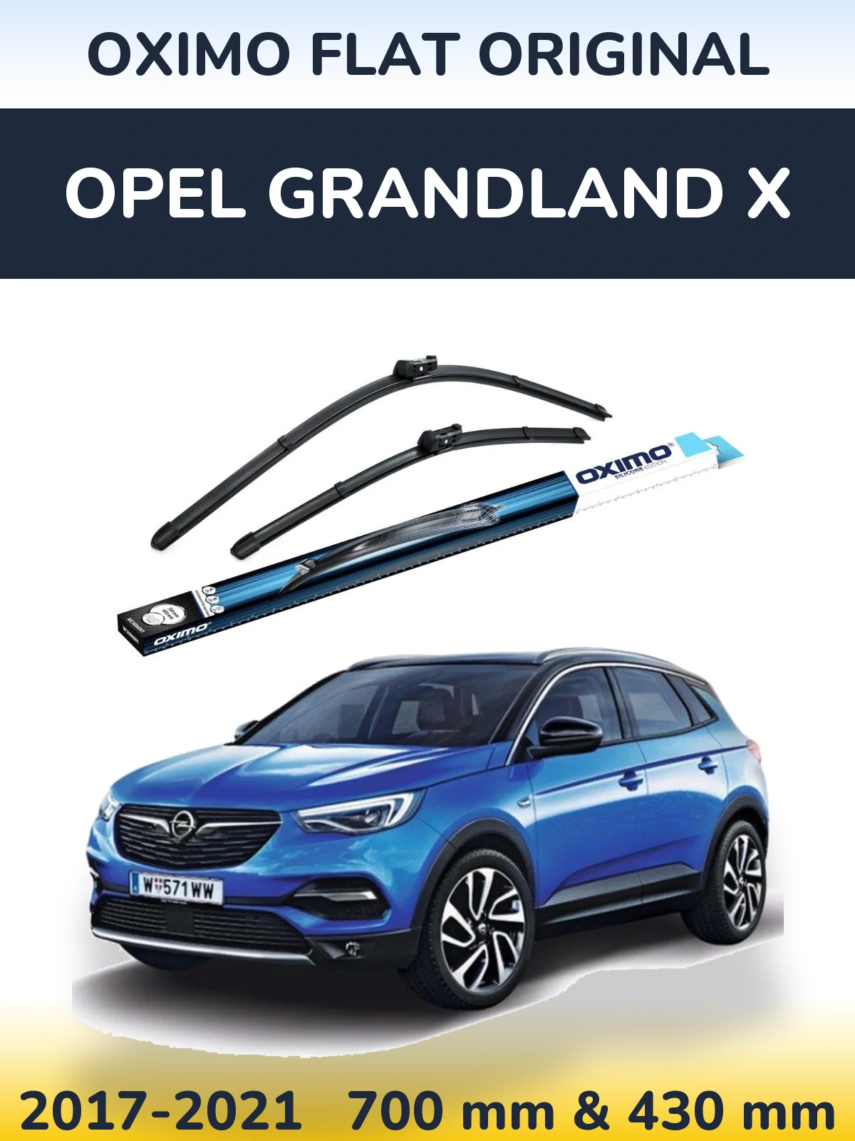 Комплект передних дворников Oximo Flat Original 700 & 430 мм для Opel Grandland X 2017-2021