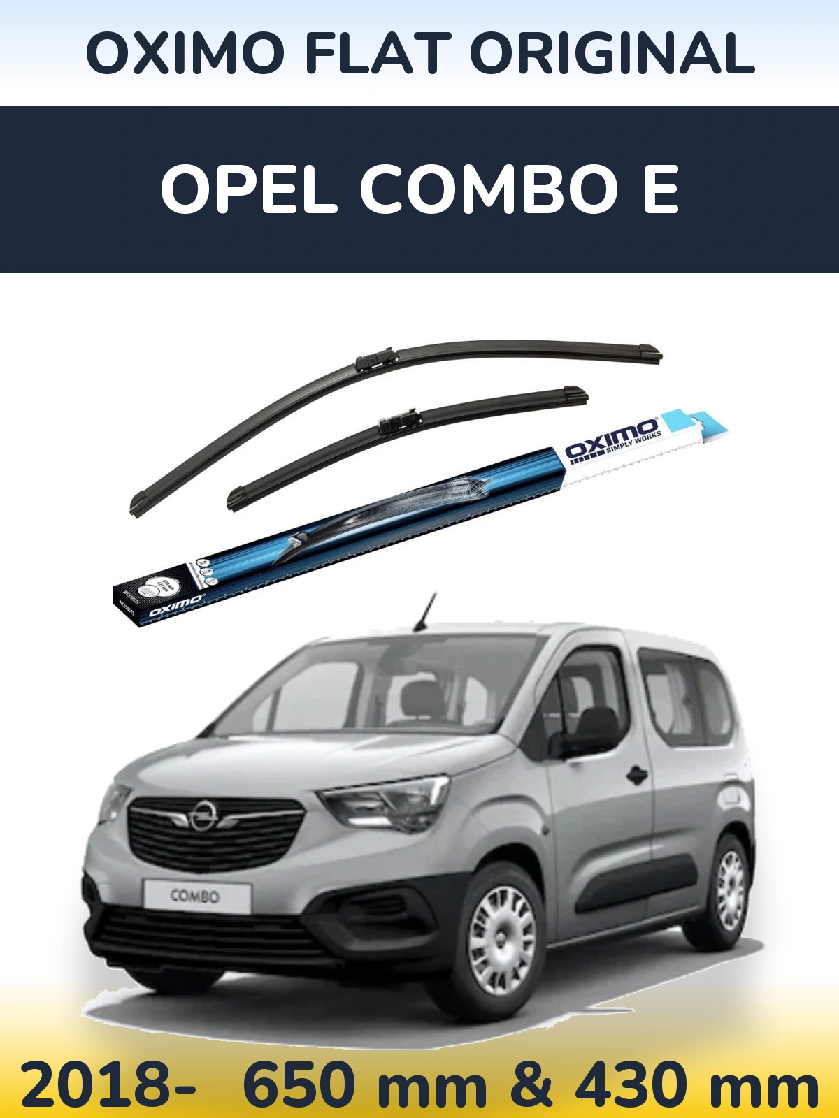 Komplet przednich wycieraczek Oximo Flat Original 650 & 430 mm do Opel Combo E 2018-2026