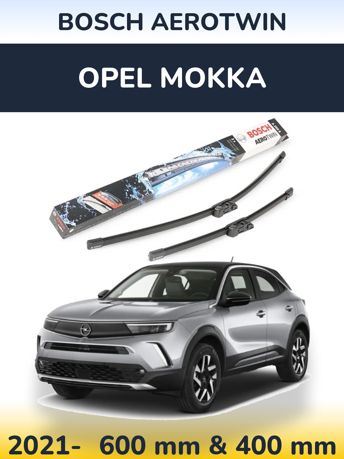Комплект передних дворников BOSCH AeroTwin 600 & 400 мм для Opel Mokka 2021-2026