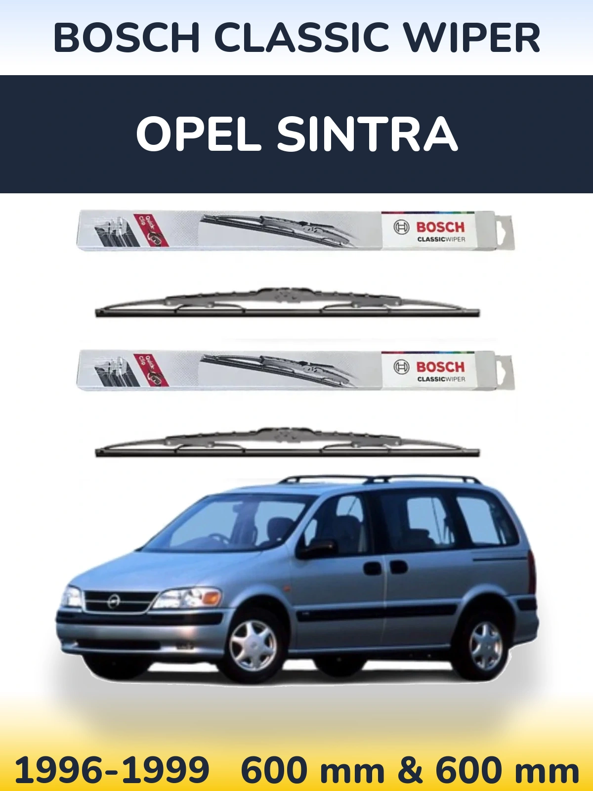 Komplet przednich wycieraczek BOSCH Classic Wiper 600 & 600 mm do Opel Sintra 1996-1999