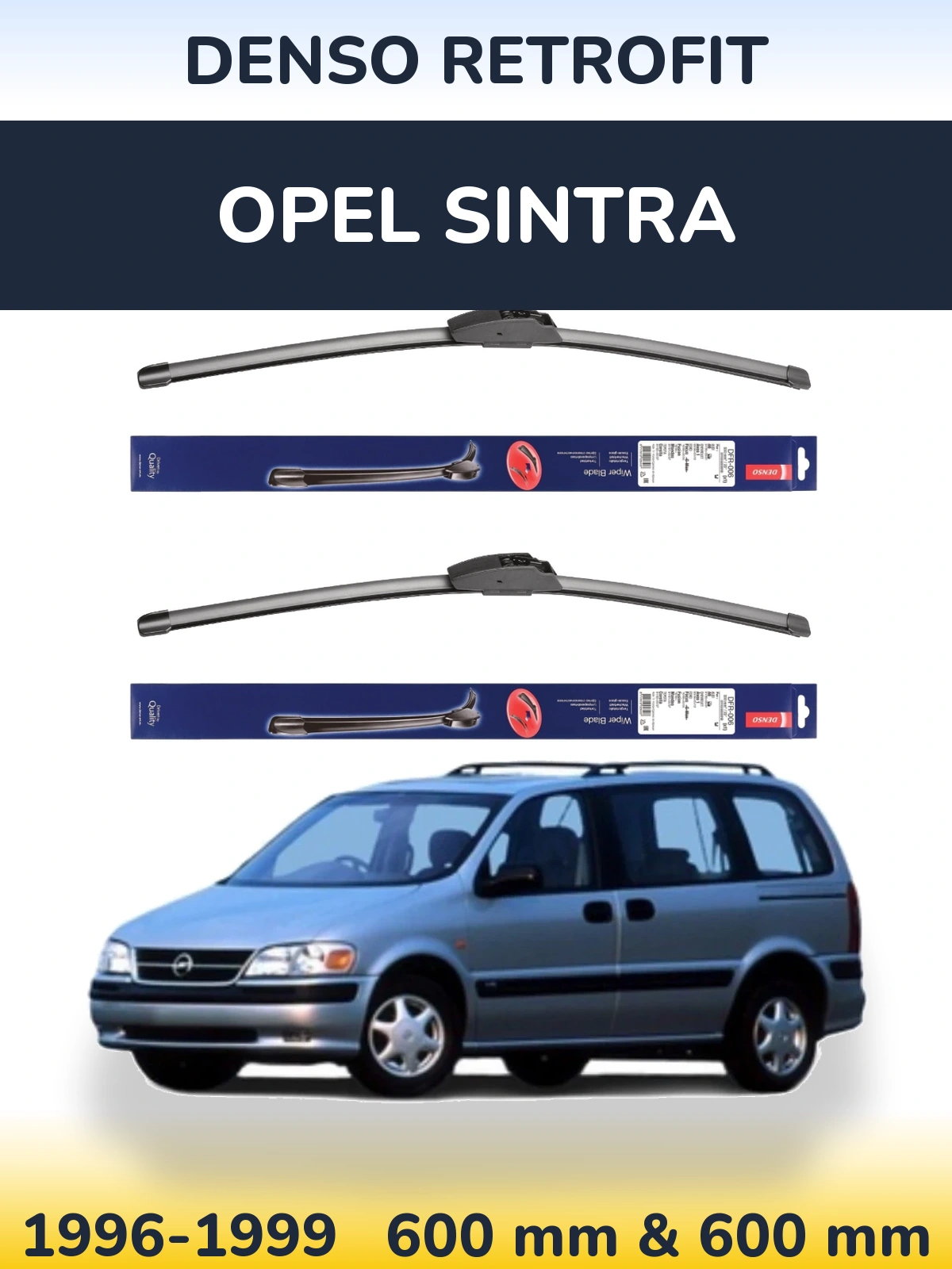 Komplet przednich wycieraczek Denso Retrofit 600 & 600 mm do Opel Sintra 1996-1999