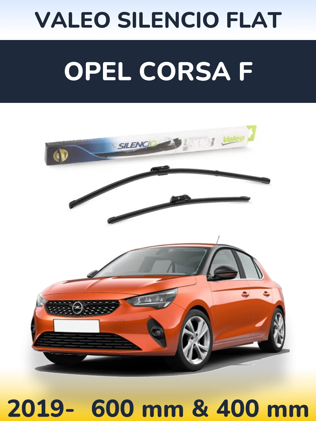 Комплект передних дворников Valeo Silencio Flat 600 & 400 мм для Opel Corsa F 2019-2026