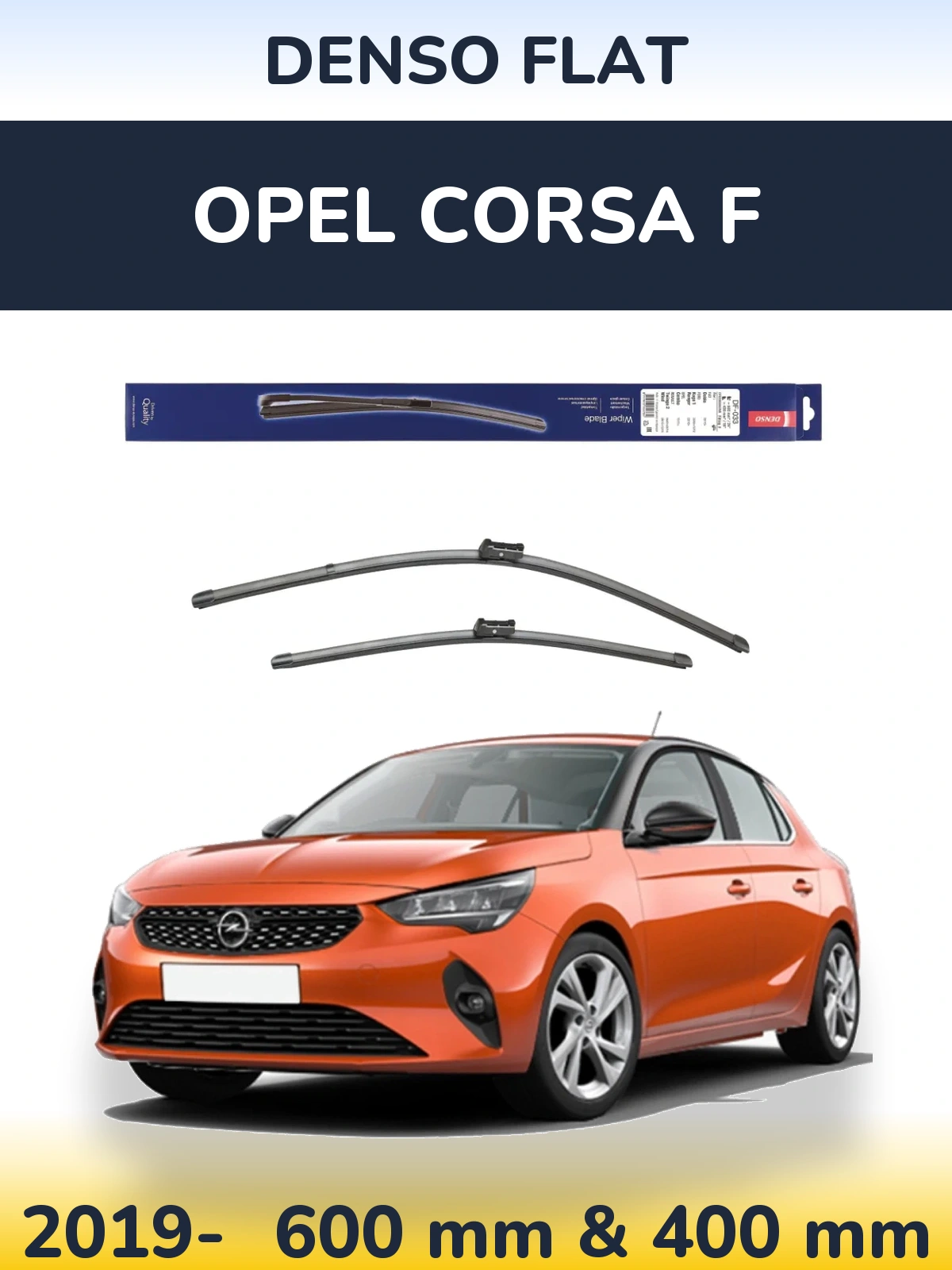 Комплект передніх щіток Denso Flat 600 & 400 мм для Opel Corsa F 2019-2026
