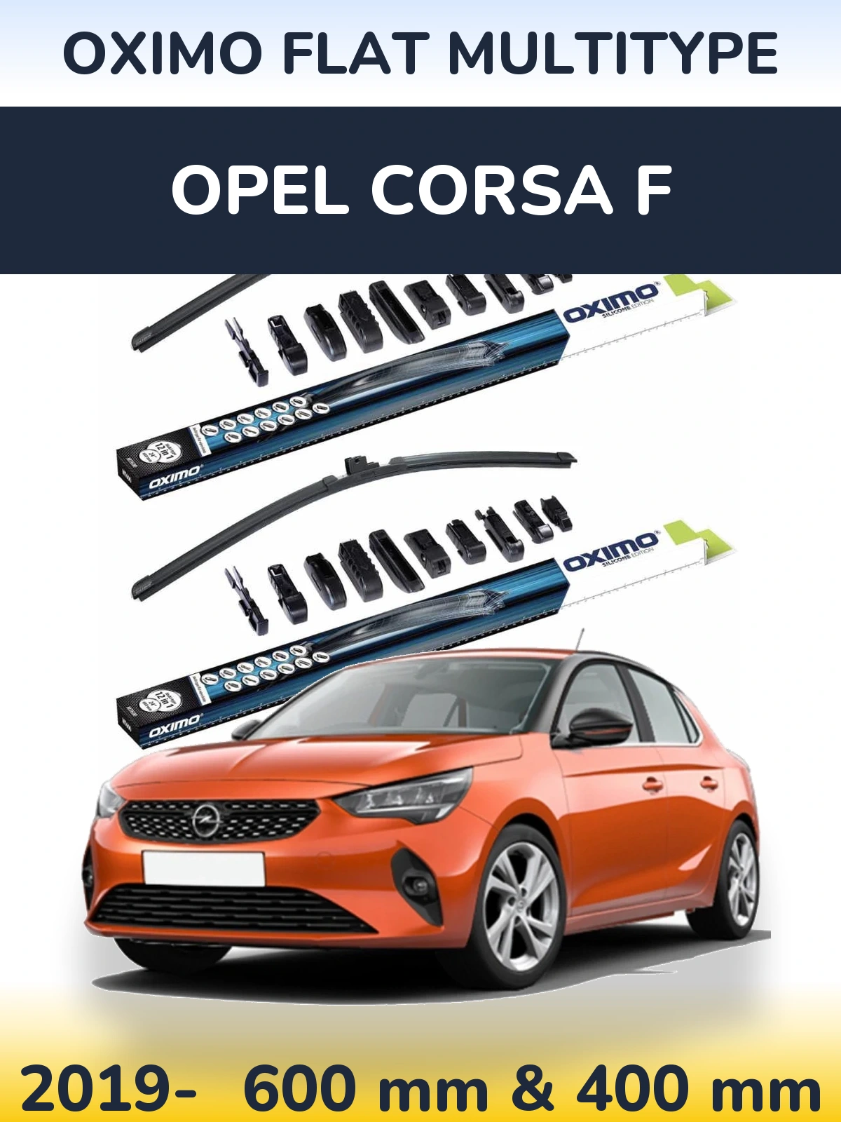 Komplet przednich wycieraczek Oximo Flat MultiType 600 & 400 mm do Opel Corsa F 2019-2026