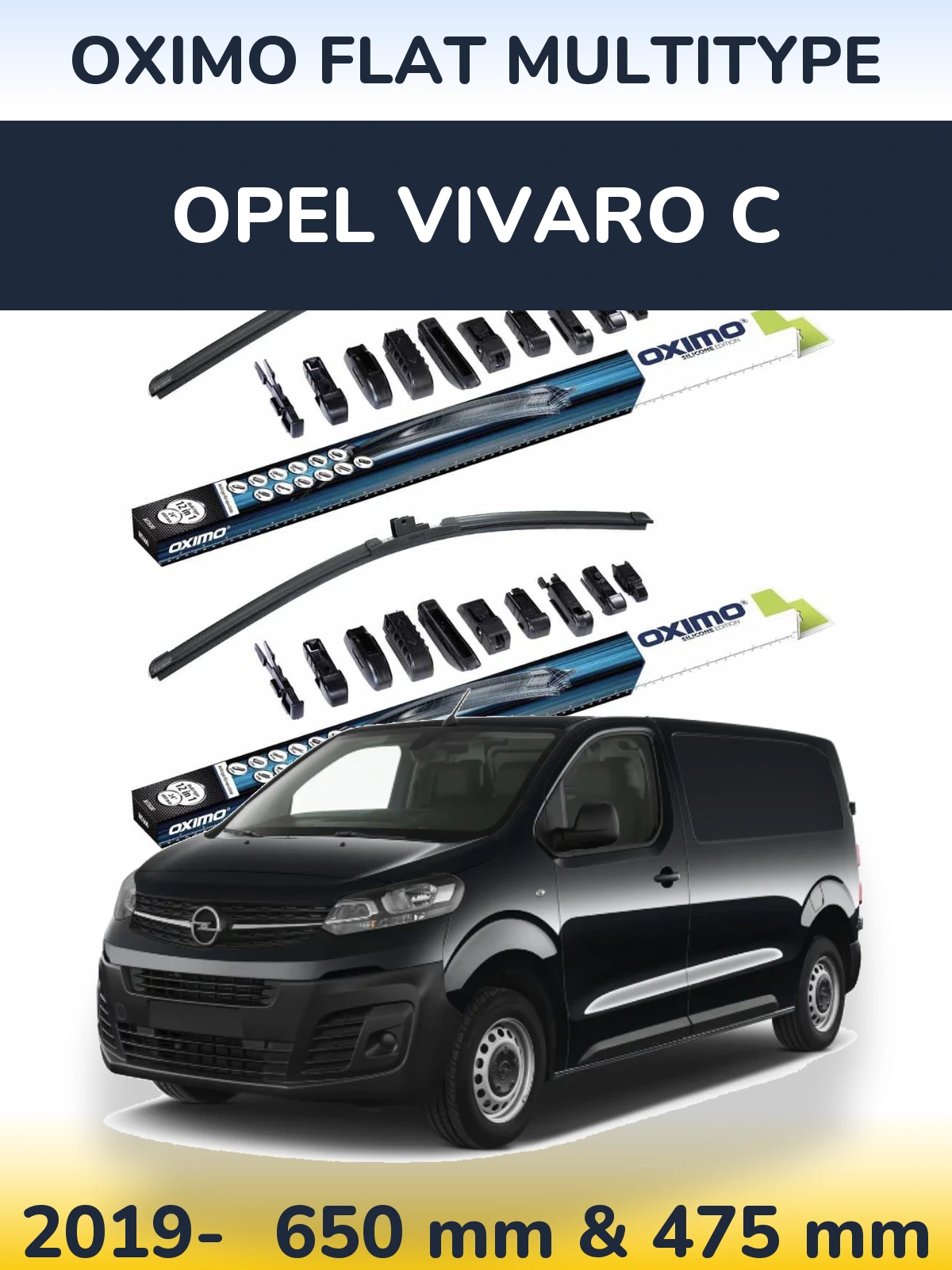 Komplet przednich wycieraczek Oximo Flat MultiType 650 & 475 mm do Opel Vivaro C 2019-2026