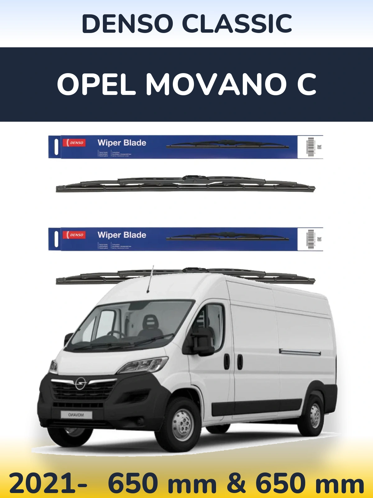 Komplet przednich wycieraczek Denso Classic 650 & 650 mm do Opel Movano C 2021-2026