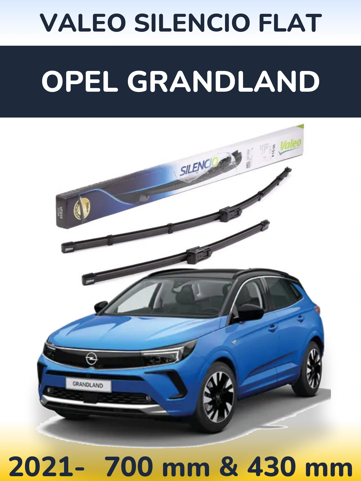Komplet przednich wycieraczek Valeo Silencio Flat 680 & 430 mm do Opel Grandland 2021-2026