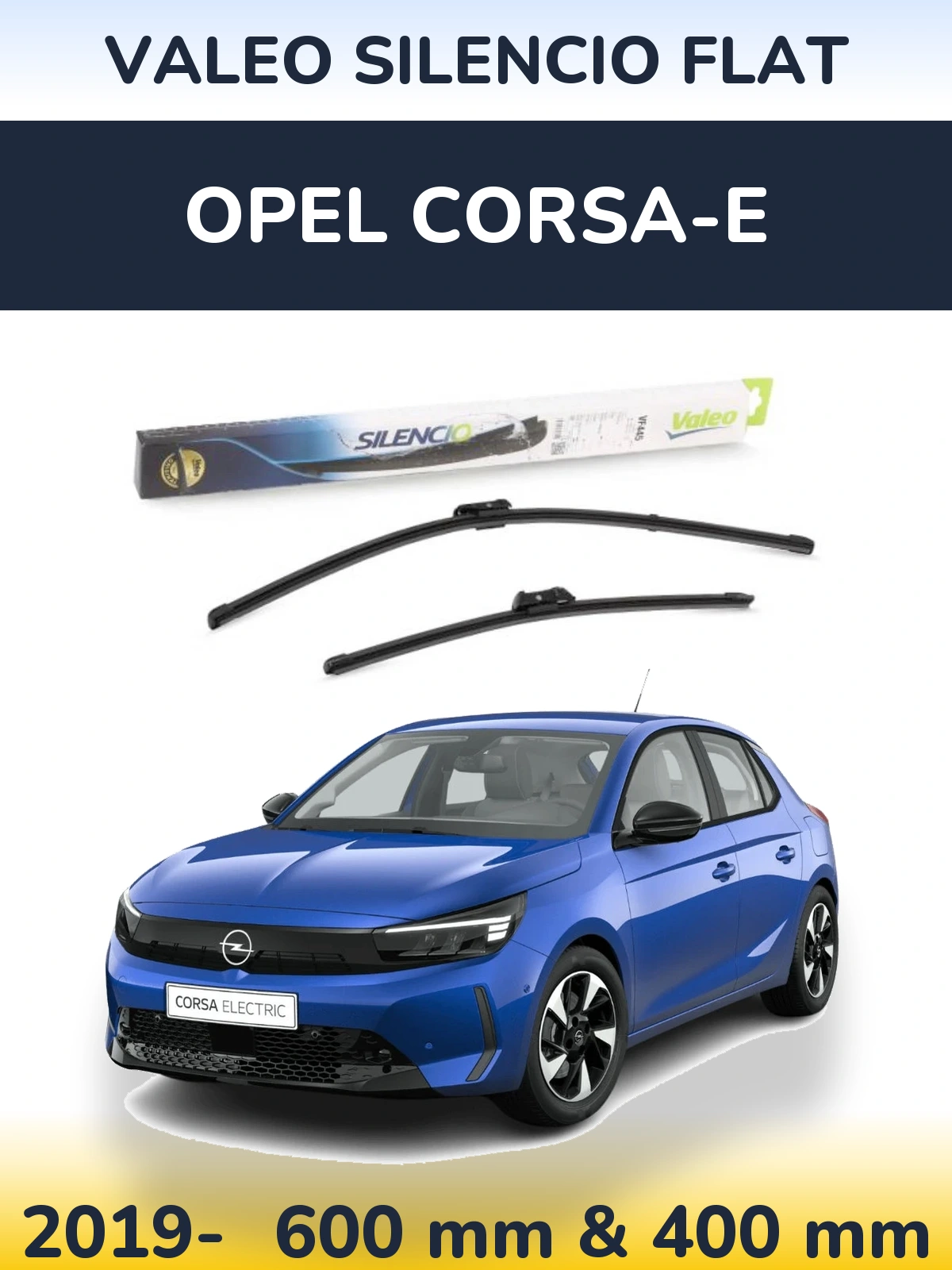 Front wiper blade set Valeo Silencio Flat 600 & 400 mm for Opel Corsa-e 2019-2026