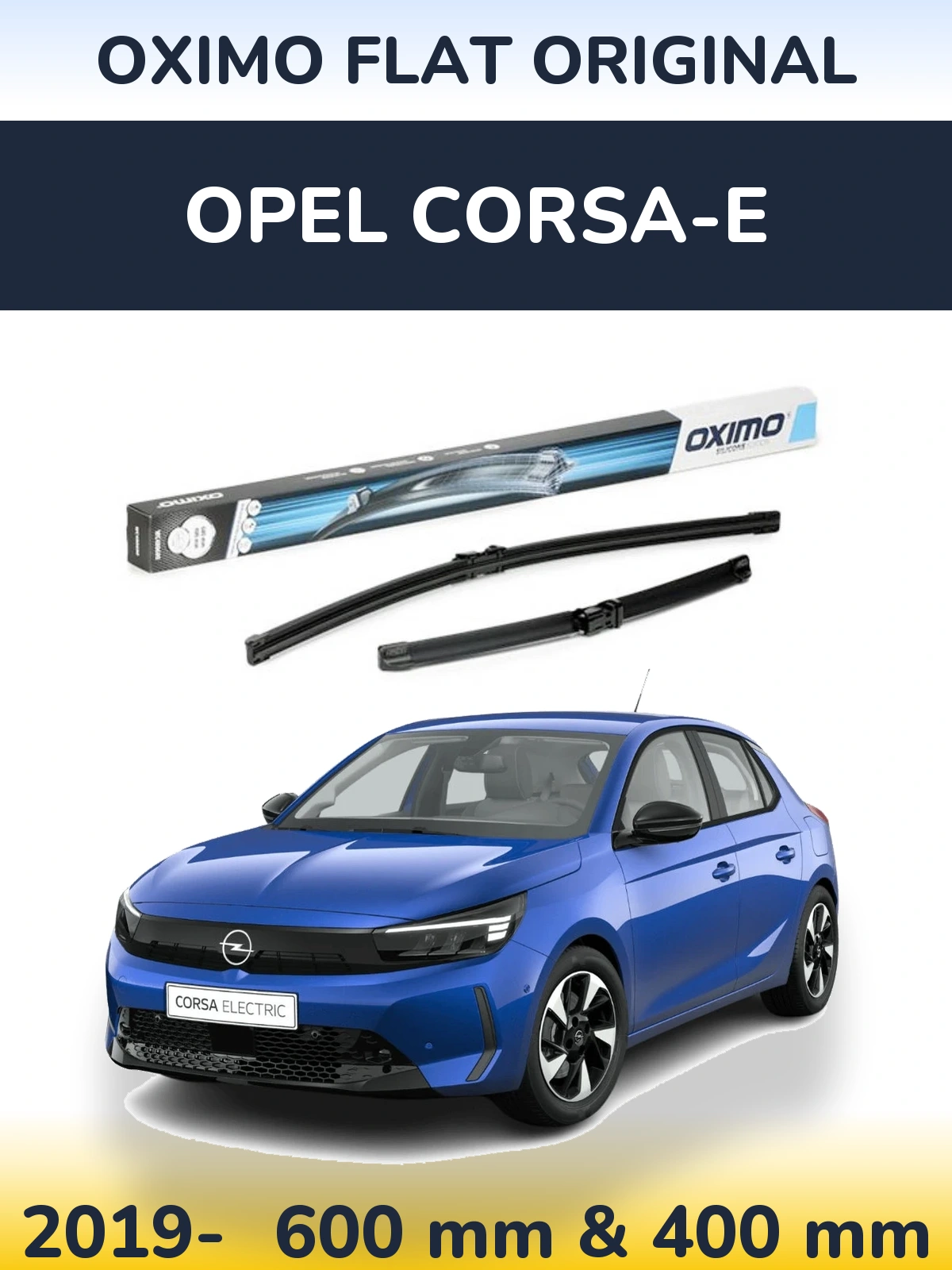 Комплект передних дворников Oximo Flat Original 600 & 400 мм для Opel Corsa-e 2019-2026