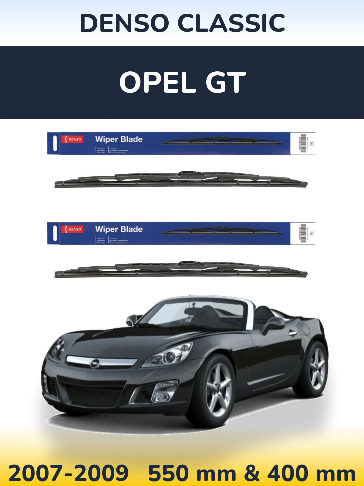 Komplet przednich wycieraczek Denso Classic 550 & 400 mm do Opel GT 2007-2009