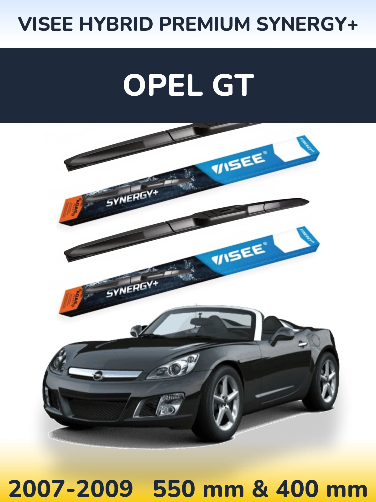 Komplet przednich wycieraczek VISEE HYBRID PREMIUM SYNERGY+ 550 & 400 mm do Opel GT 2007-2009